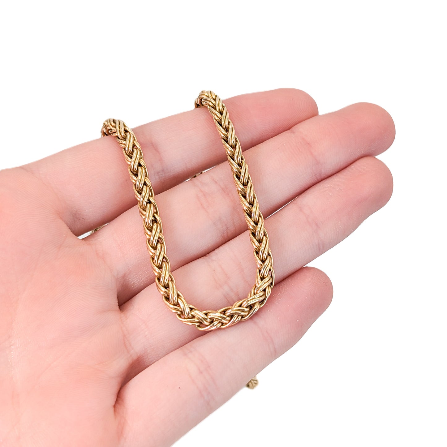 Vintage Solid 14K Gold Tiffany & Co. 15" Wheat Link Chain Necklace – 17.78g