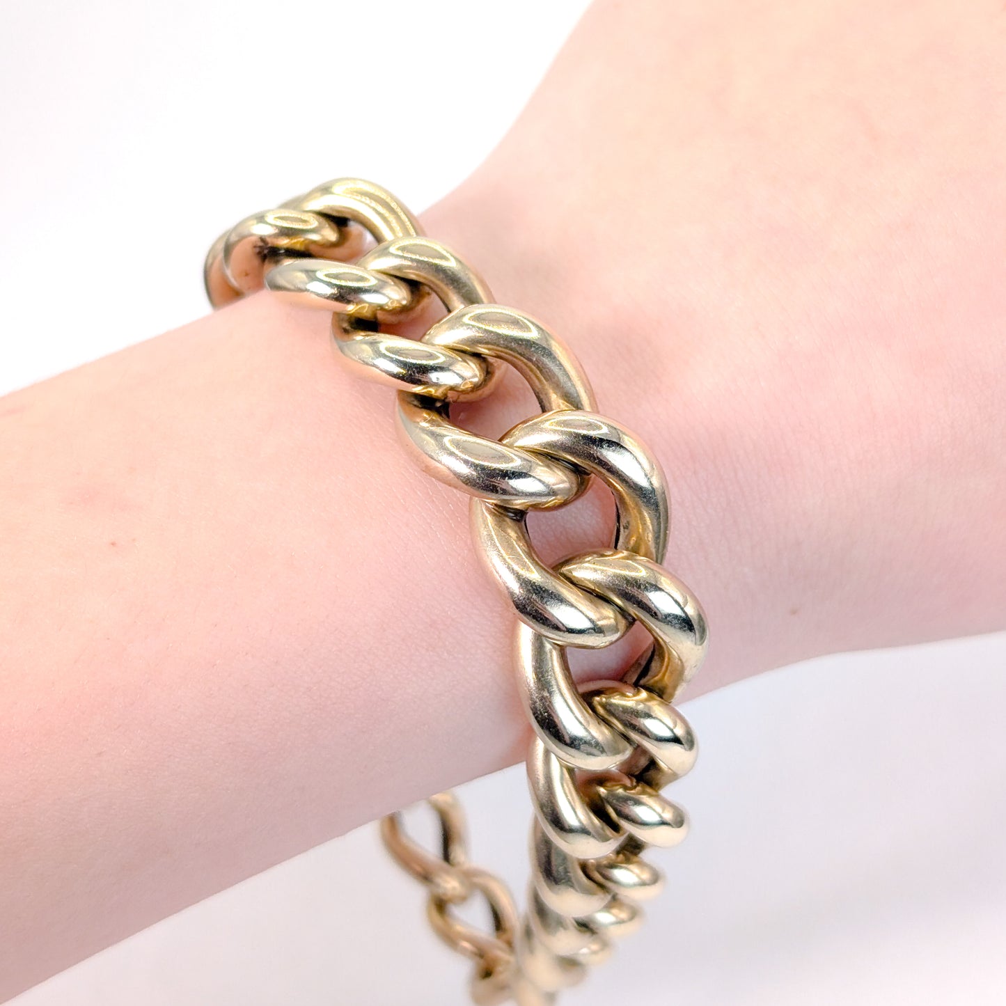Vintage 14K Gold Curb Link Bracelet – 33.26g