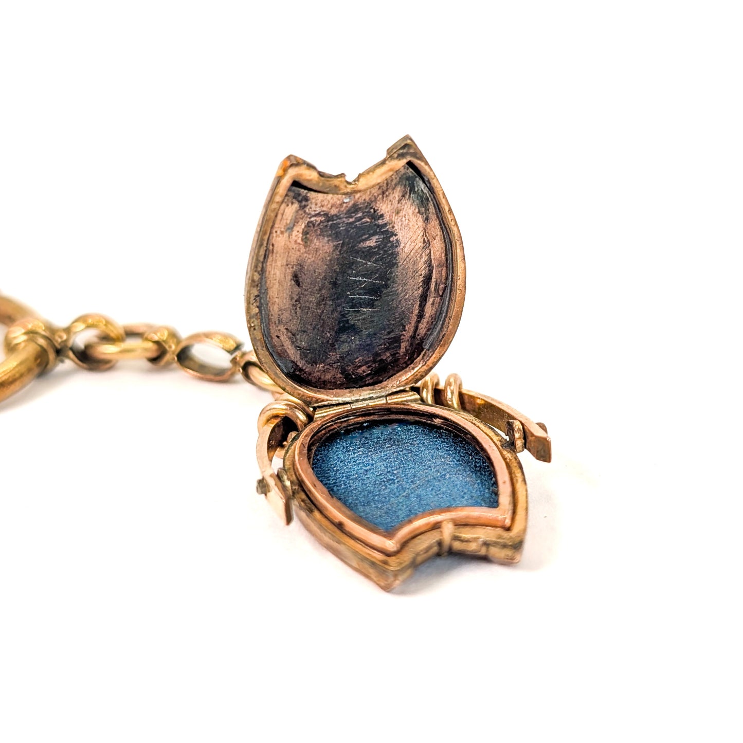 Antique 9K Gold Horseshoe Onyx Intaglio Watch Fob Pendant Locket