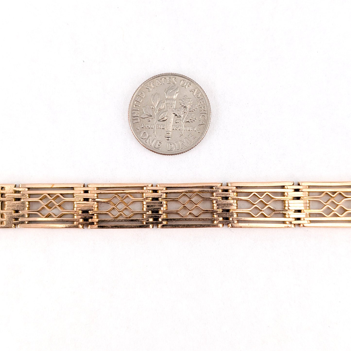 Antique 9K Rose Gold Openwork Link Chain Connector – Gate-Link Segment, Dog Clip & Bolt Ring