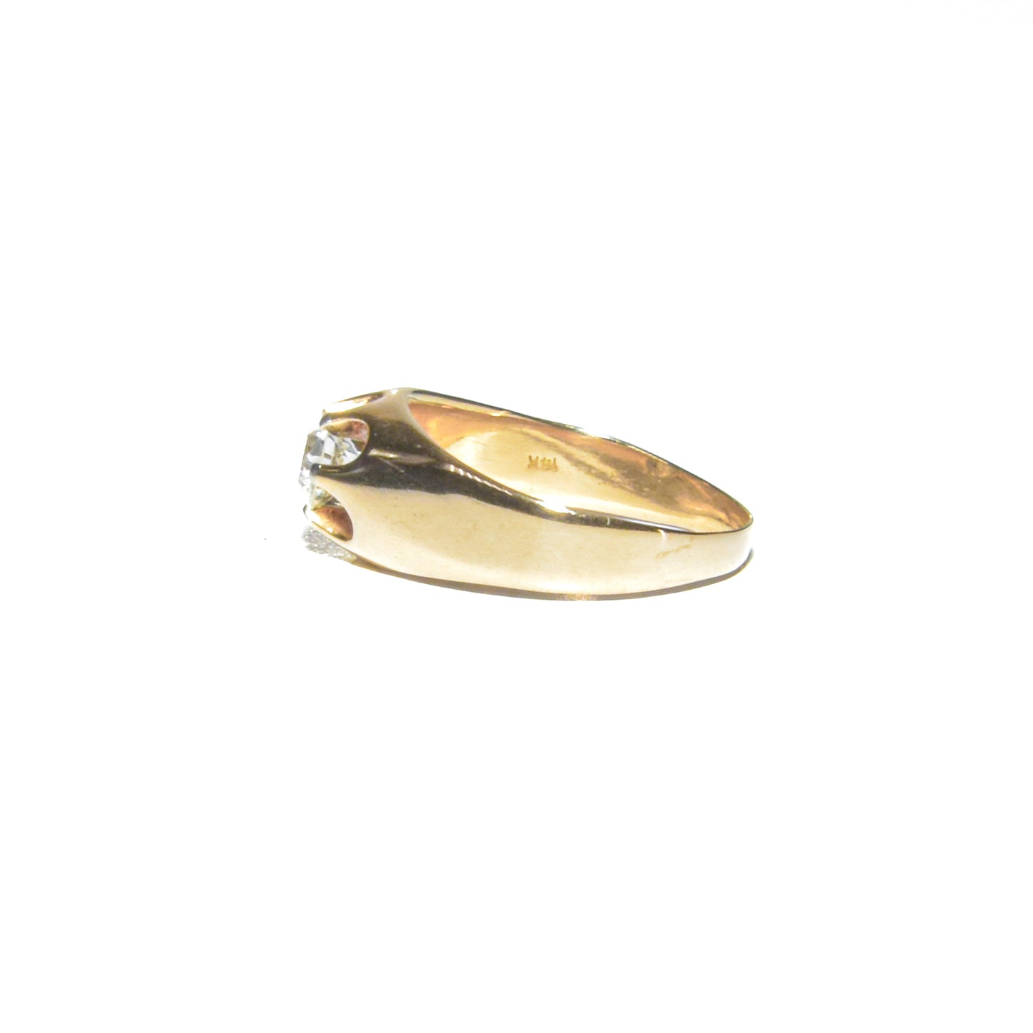 Antique 14K Belcher Set Old Euro Diamond Solitaire Ring