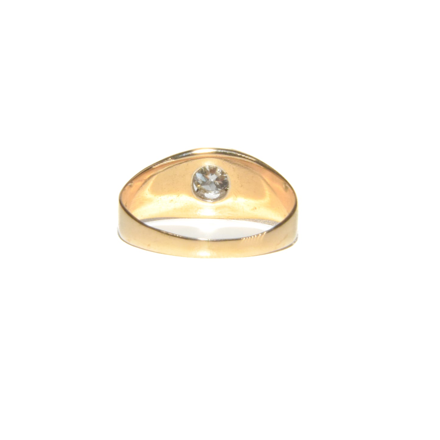 Antique 14K Belcher Set Old Euro Diamond Solitaire Ring