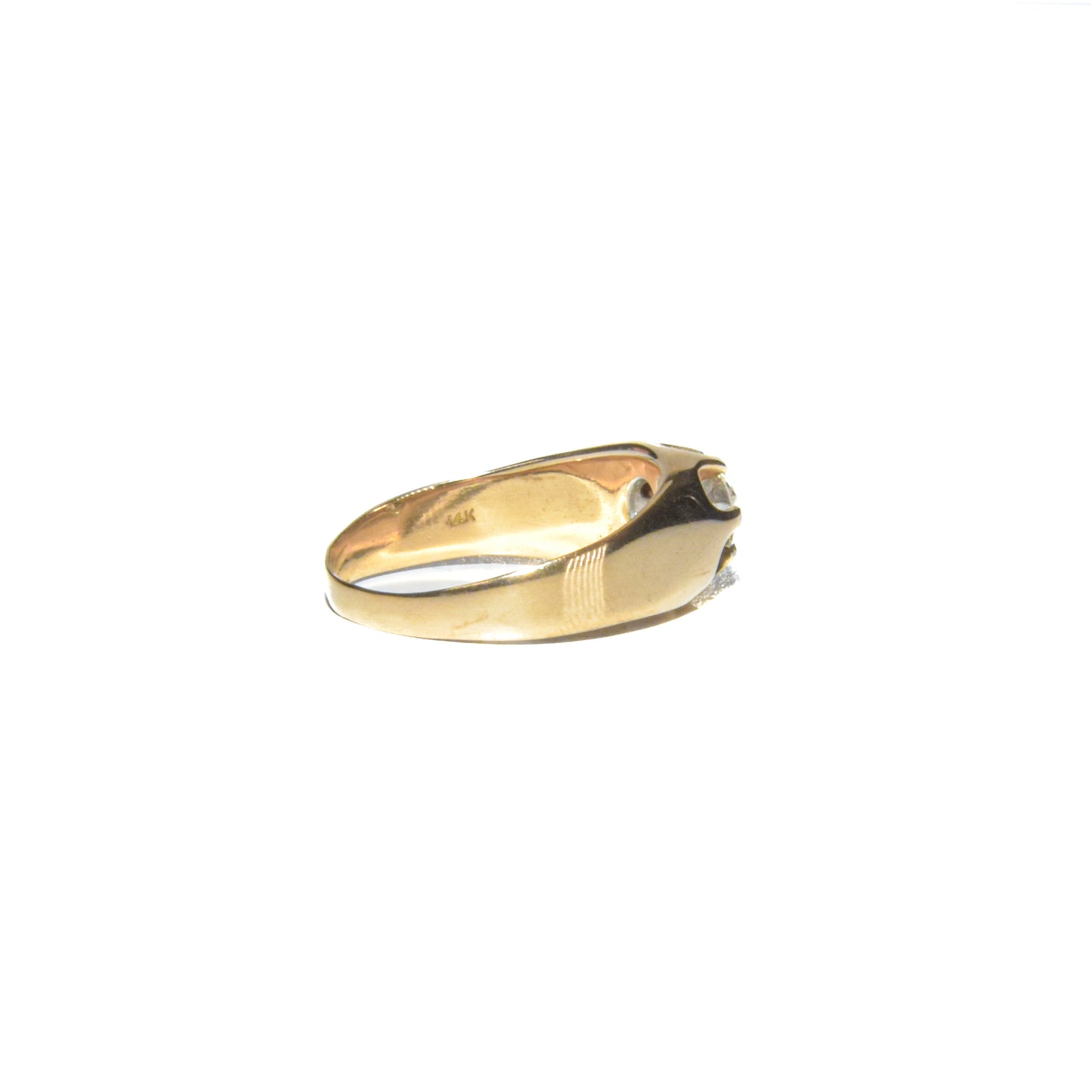 Antique 14K Belcher Set Old Euro Diamond Solitaire Ring