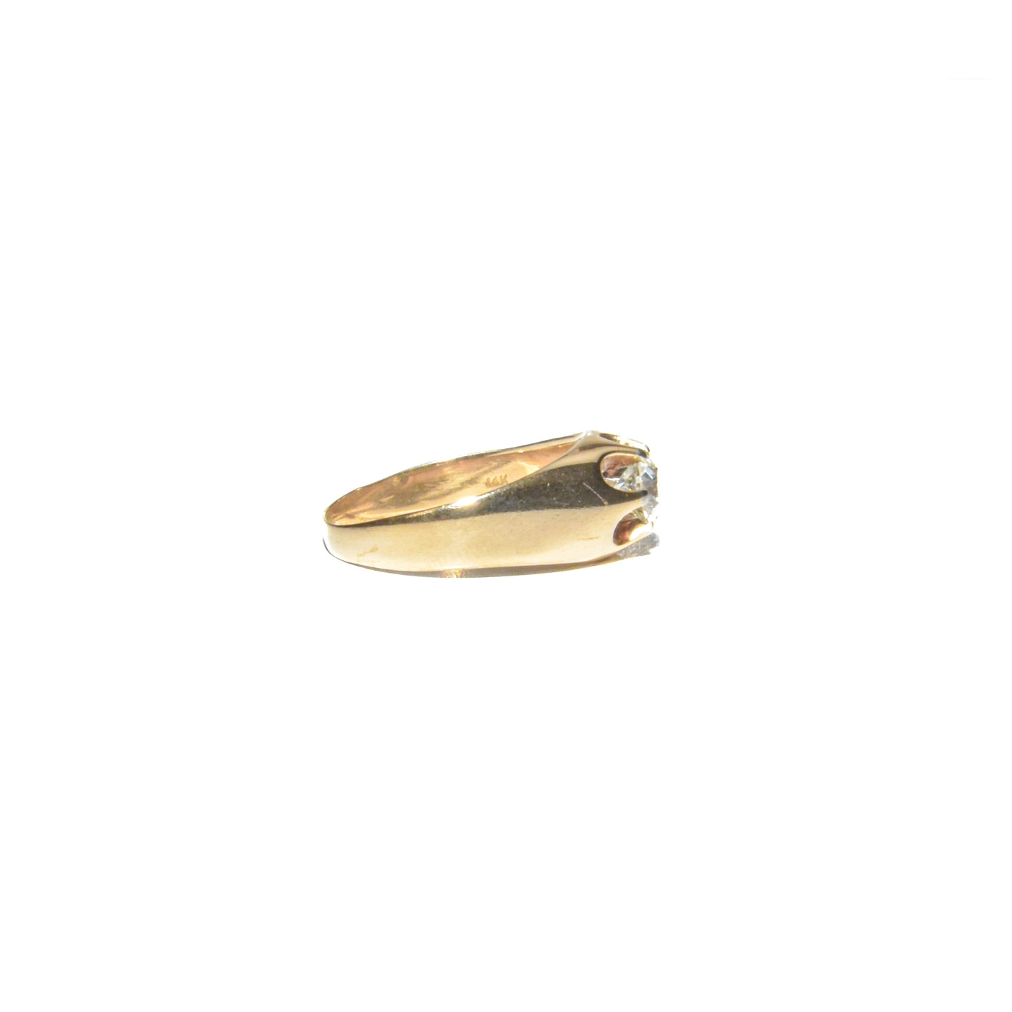 Antique 14K Belcher Set Old Euro Diamond Solitaire Ring