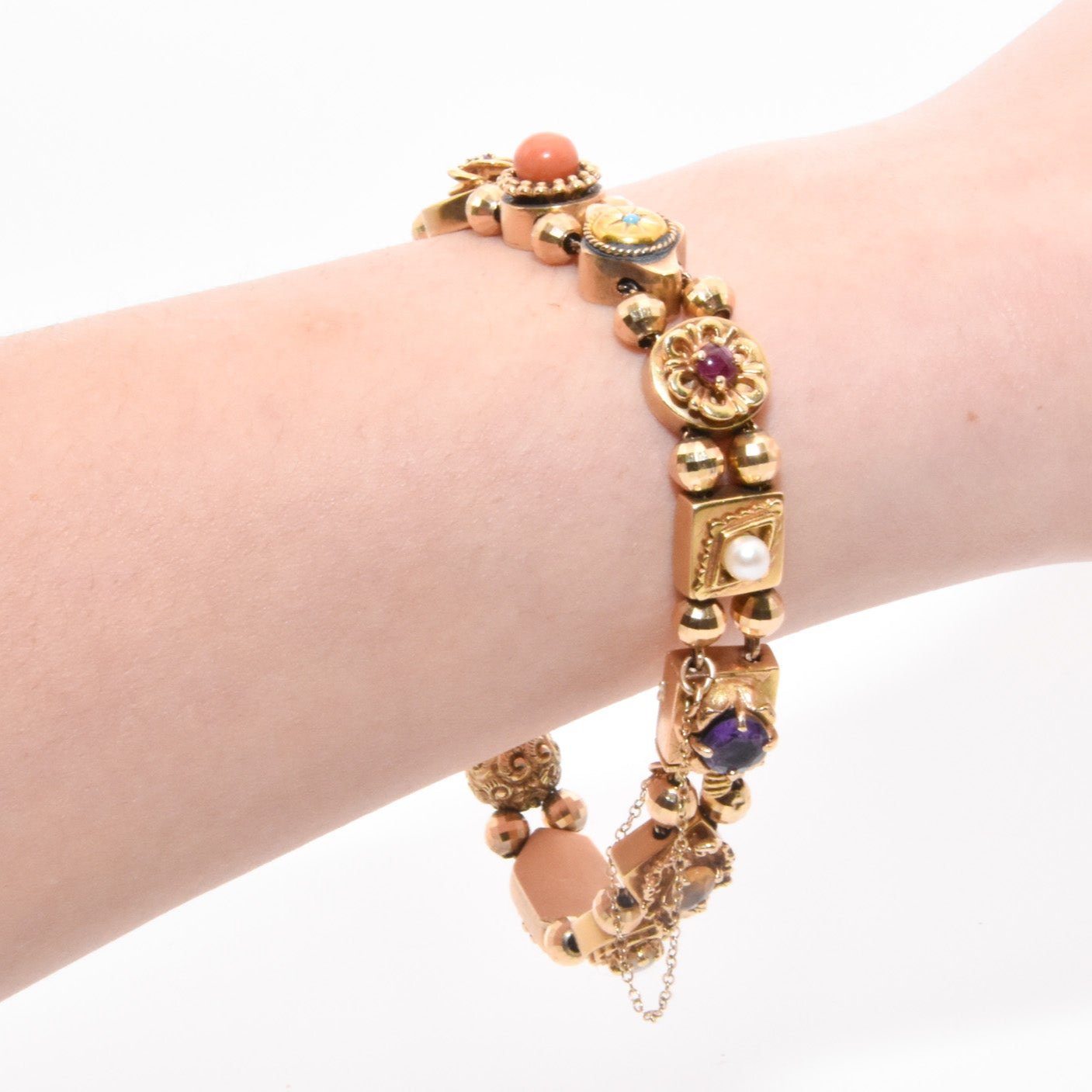Unique Victorian Solid Gold Slide Bracelet