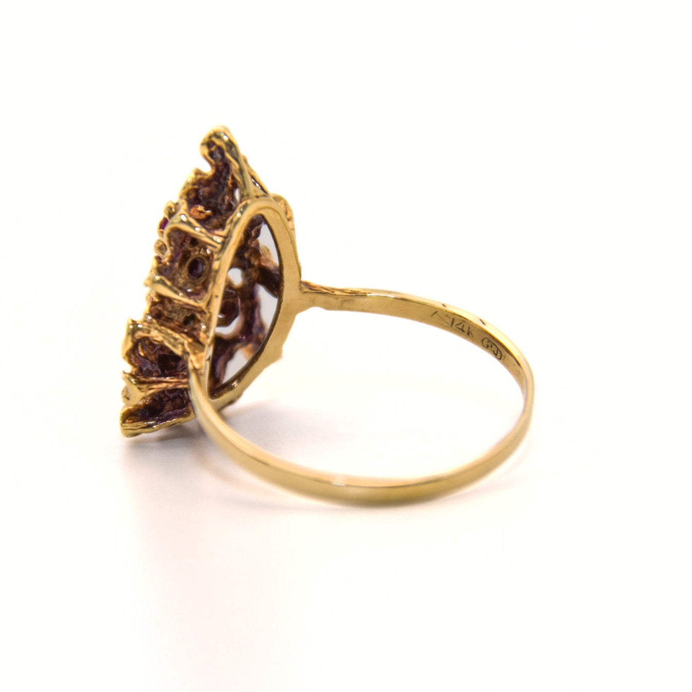 Vintage 14K Gold Ruby Vine Floral Ring
