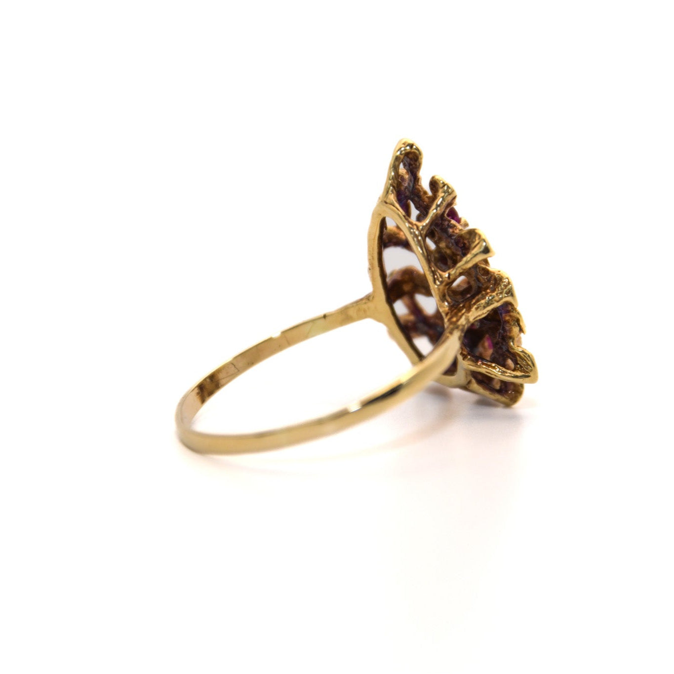 Vintage 14K Gold Ruby Vine Floral Ring