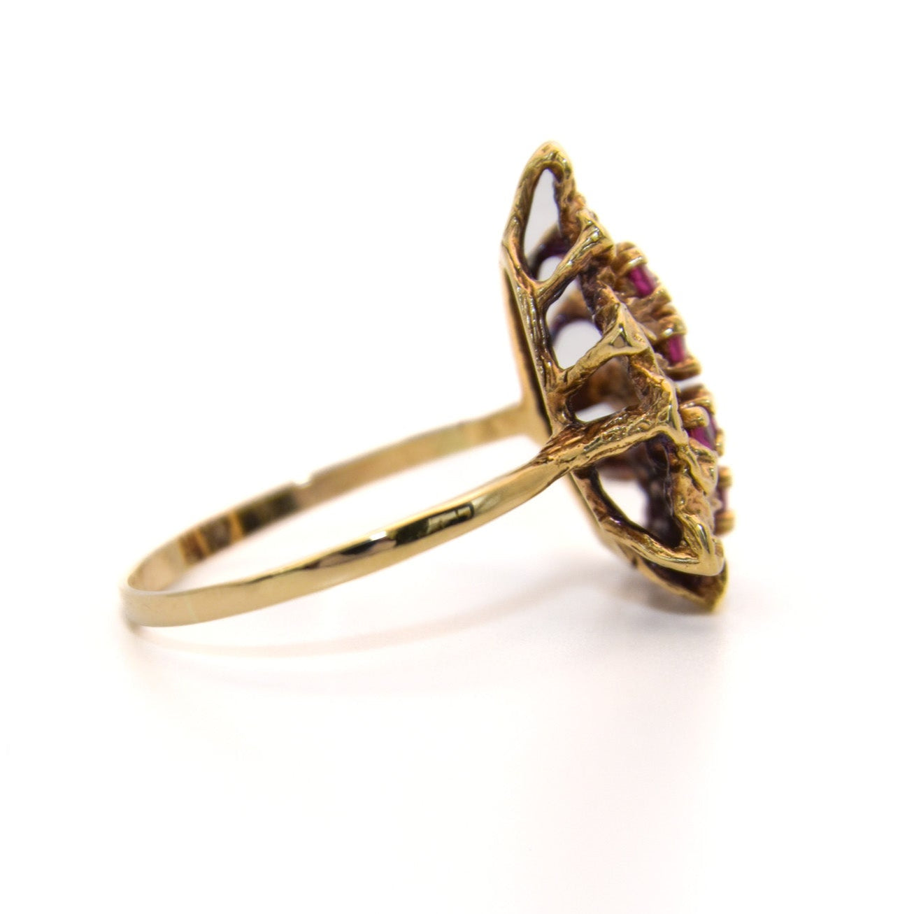 Vintage 14K Gold Ruby Vine Floral Ring
