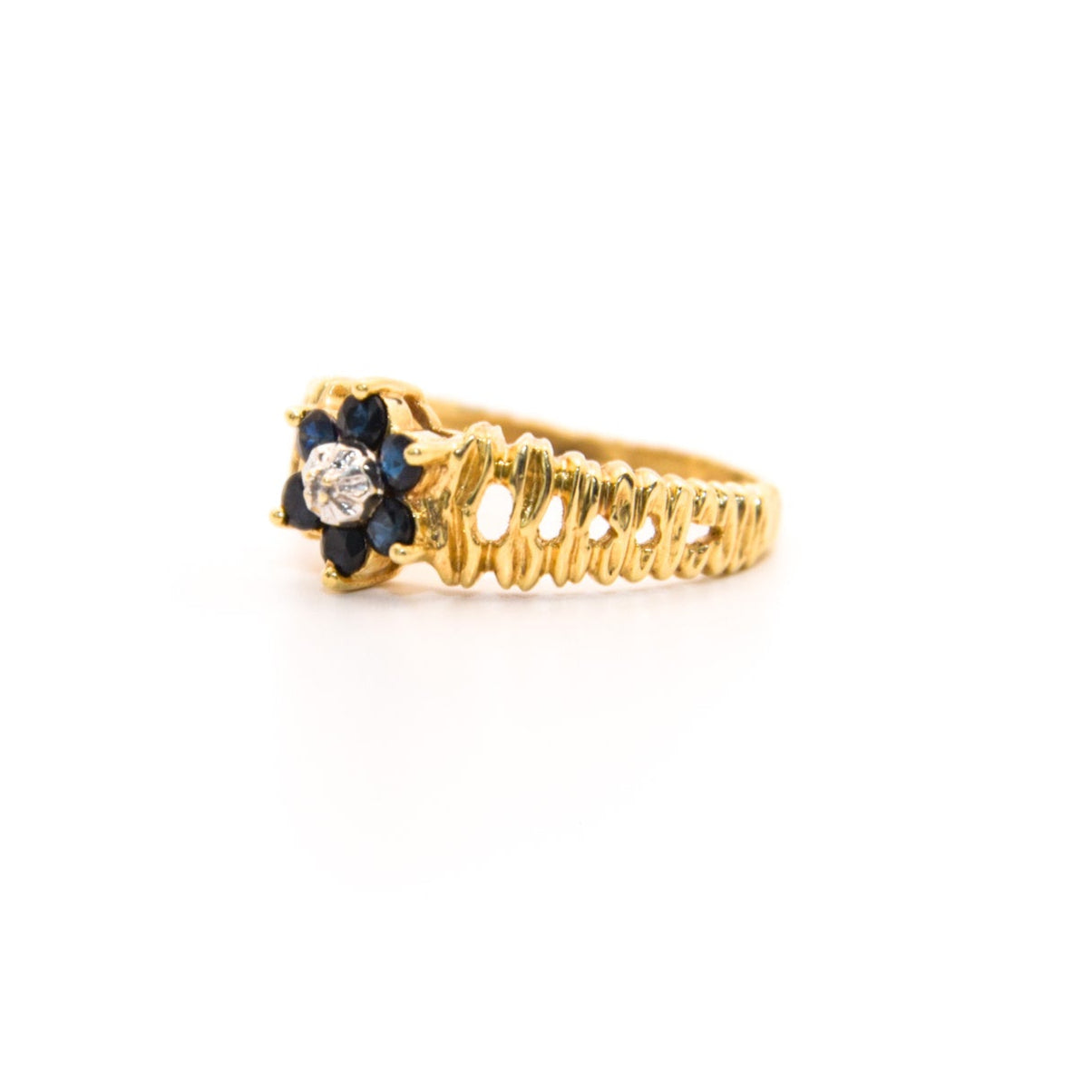 Vintage 10K Sapphire Floral Ring