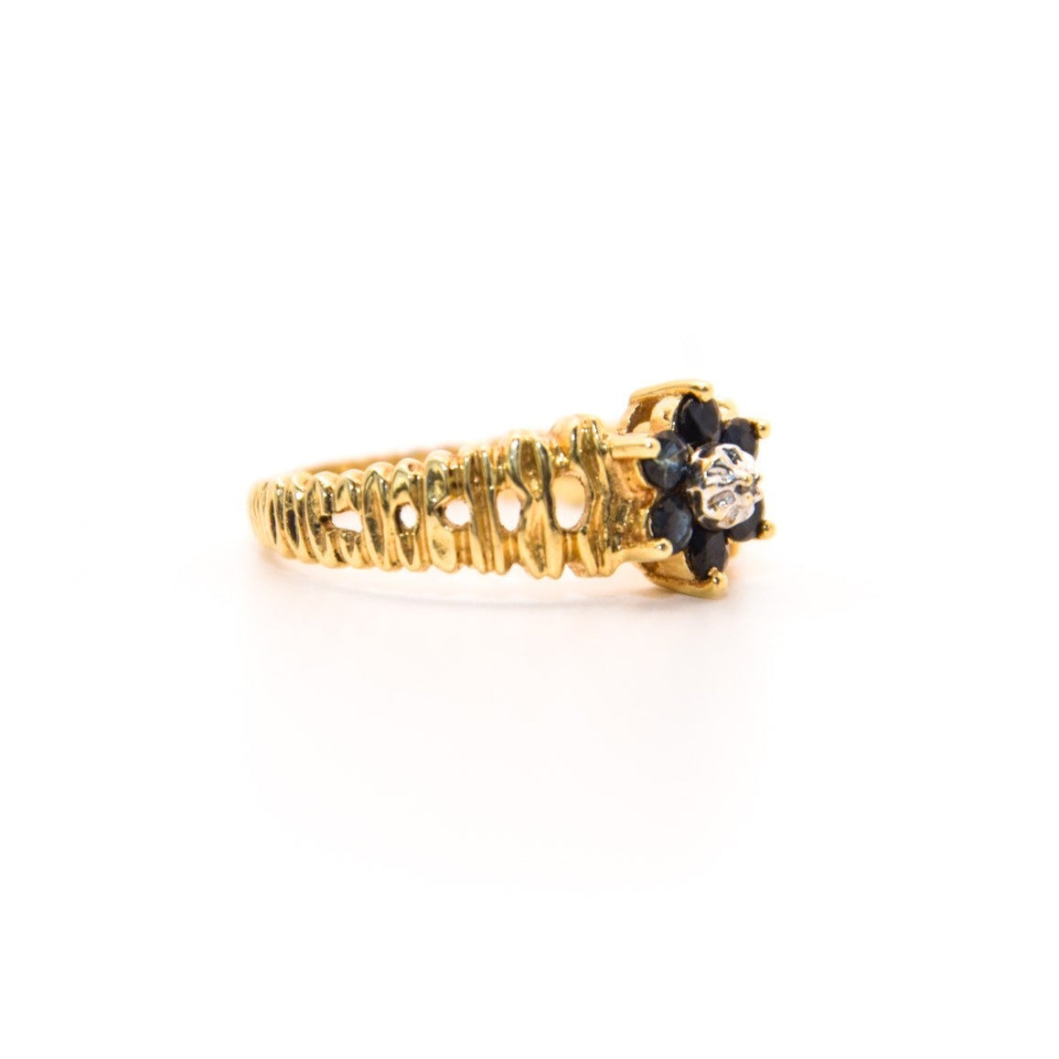 Vintage 10K Sapphire Floral Ring