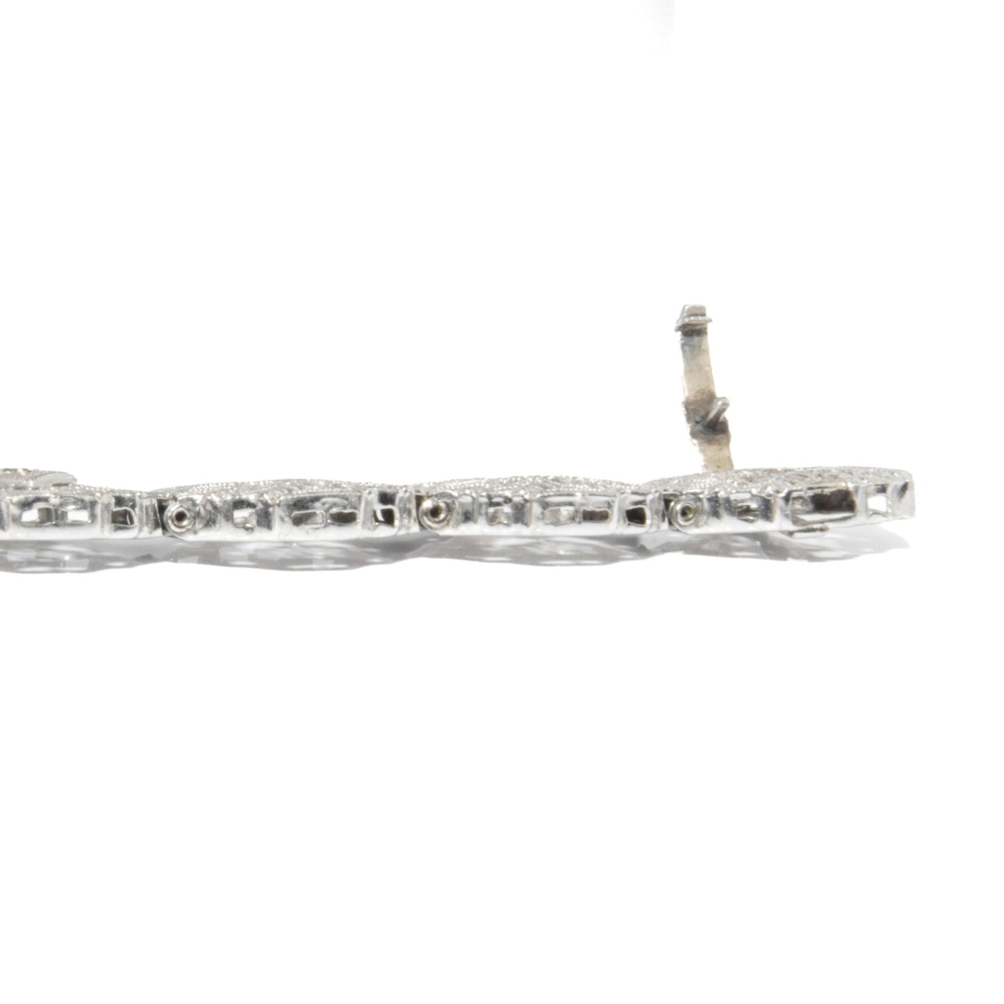 Antique Art Deco filigree bracelet Delicately crafted in 14K white gold with Sparkling diamond accents