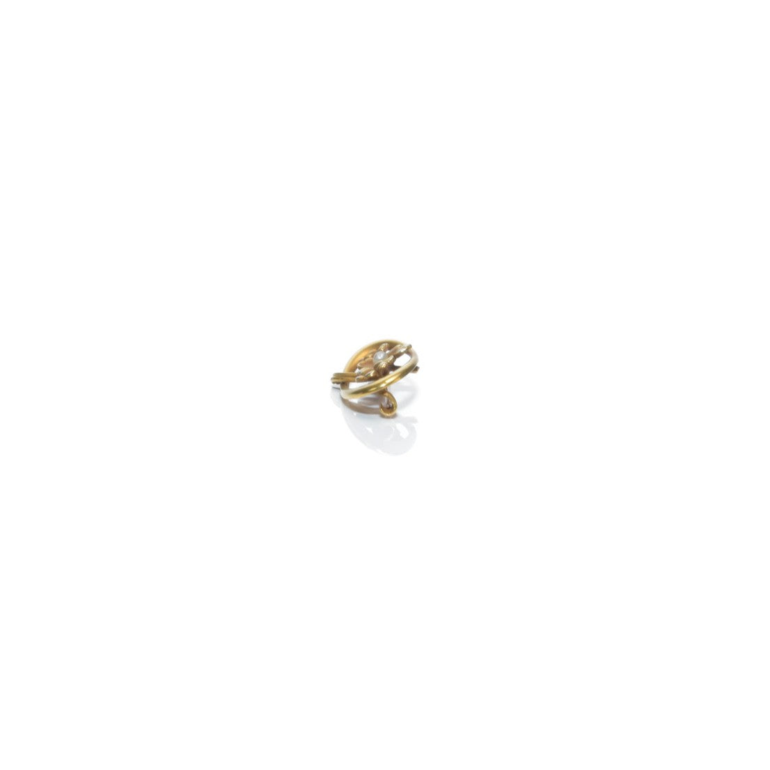 Antique Art Nouveau 10K Gold & Seed Pearl Floral Brooch