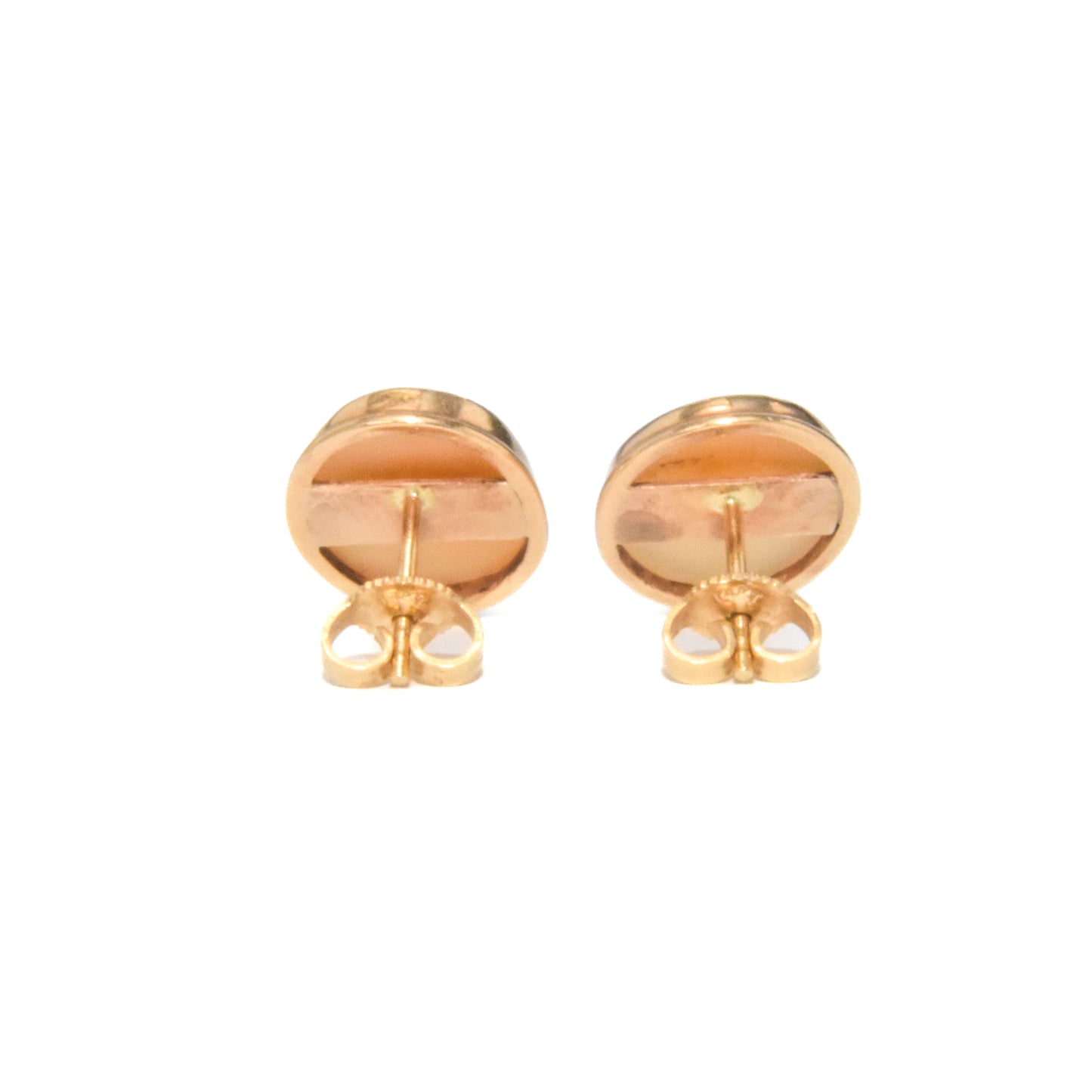 Vintage 14K Gold Cameo Stud Earrings