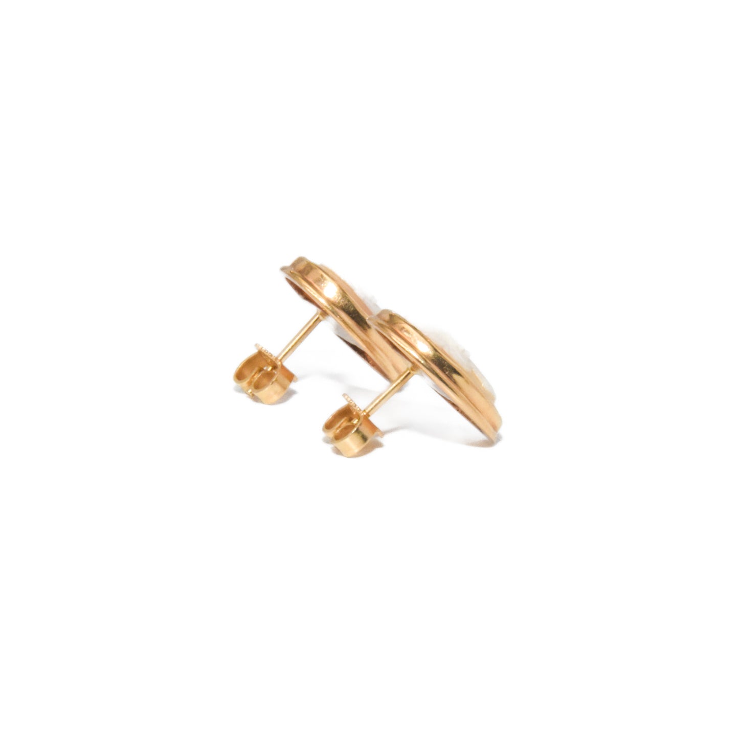 Vintage 14K Gold Cameo Stud Earrings