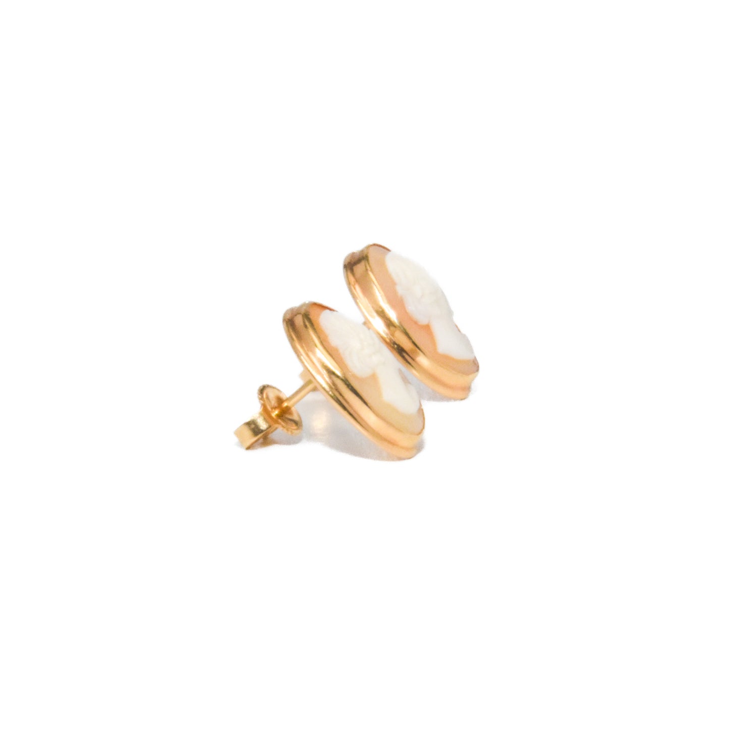 Vintage 14K Gold Cameo Stud Earrings