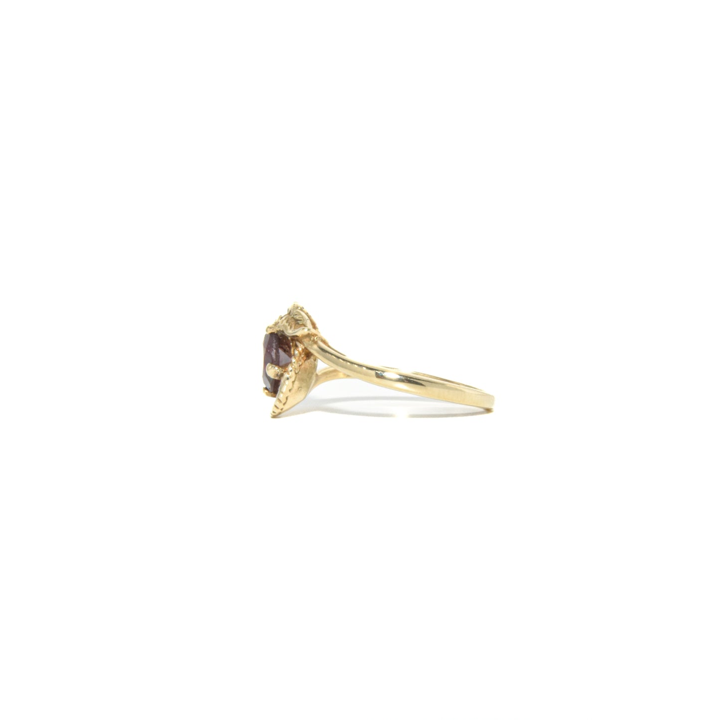 Vintage 14K Gold Garnet Feather Ring
