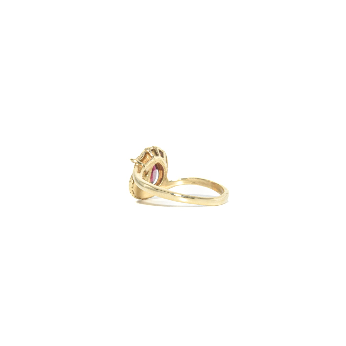 Vintage 14K Gold Garnet Feather Ring