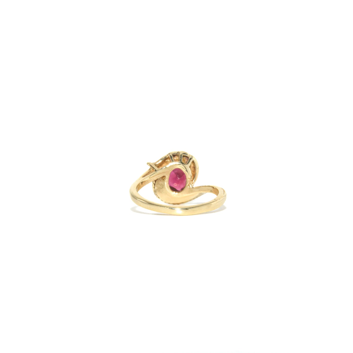 Vintage 14K Gold Garnet Feather Ring