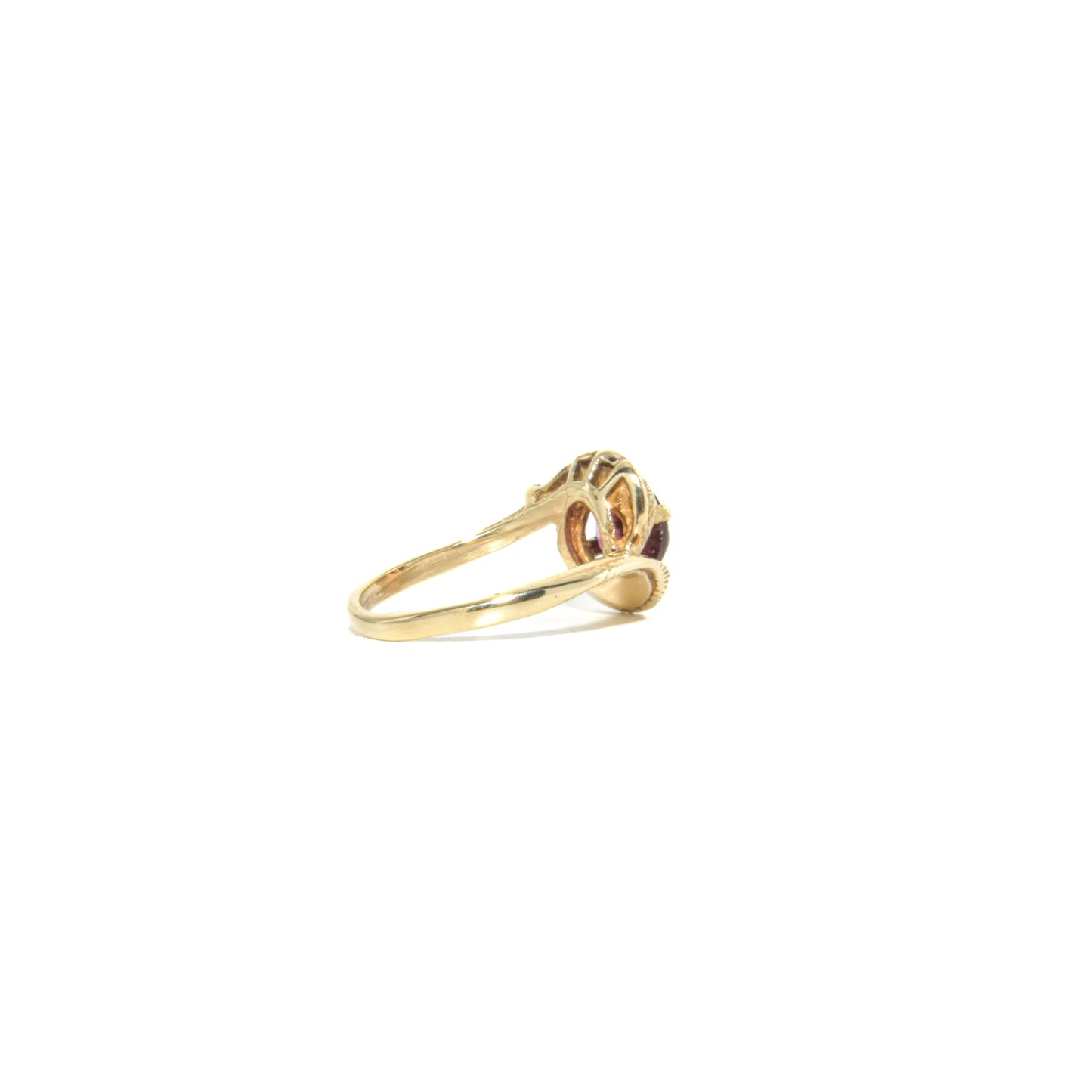 Vintage 14K Gold Garnet Feather Ring