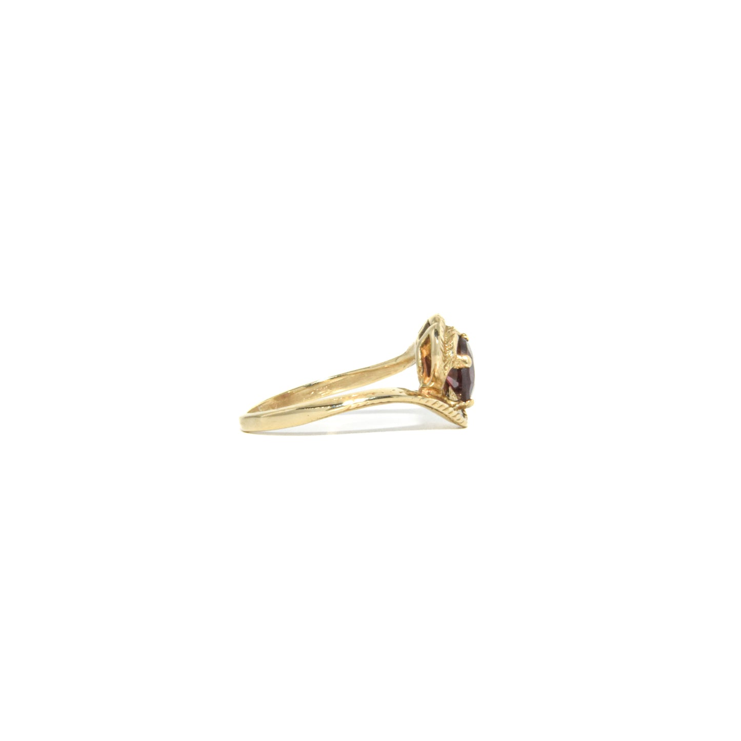 Vintage 14K Gold Garnet Feather Ring