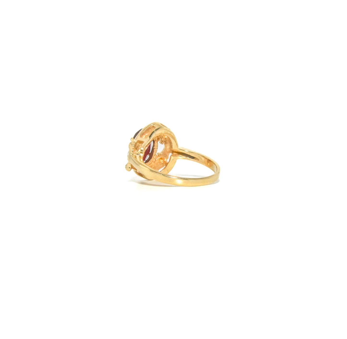 Vintage 14K Gold Garnet & Diamond Ring