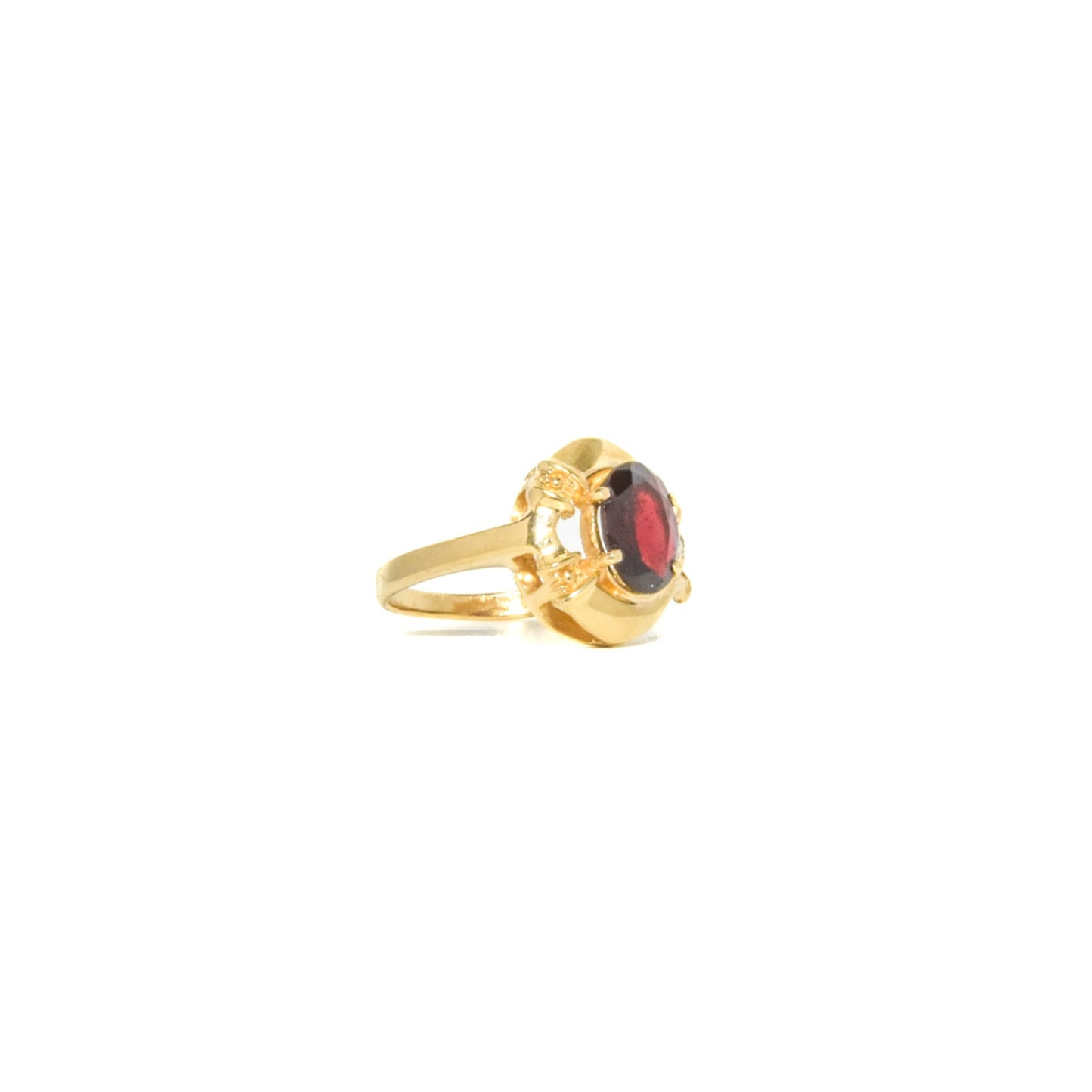 Vintage 14K Gold Garnet & Diamond Ring