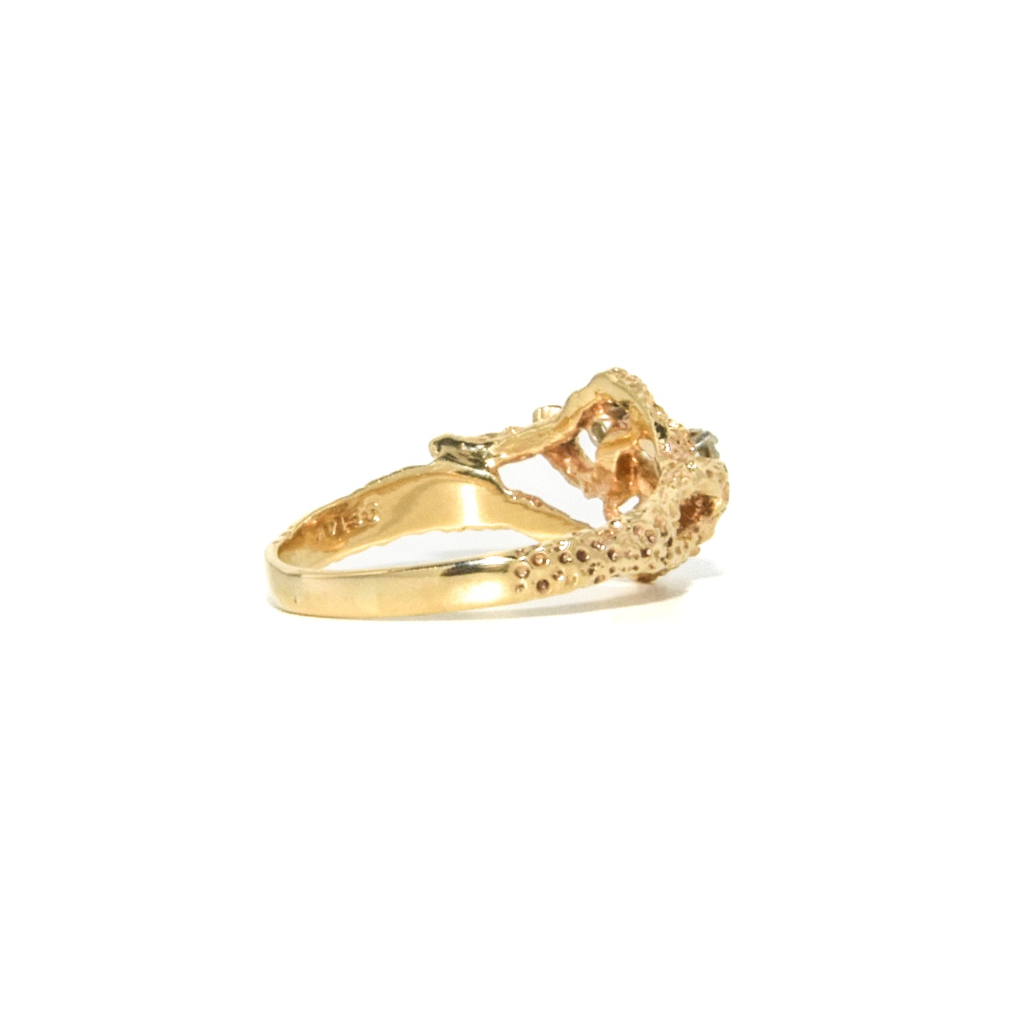 Vintage 14K Gold Brutalist Diamond Nugget-Style Ring