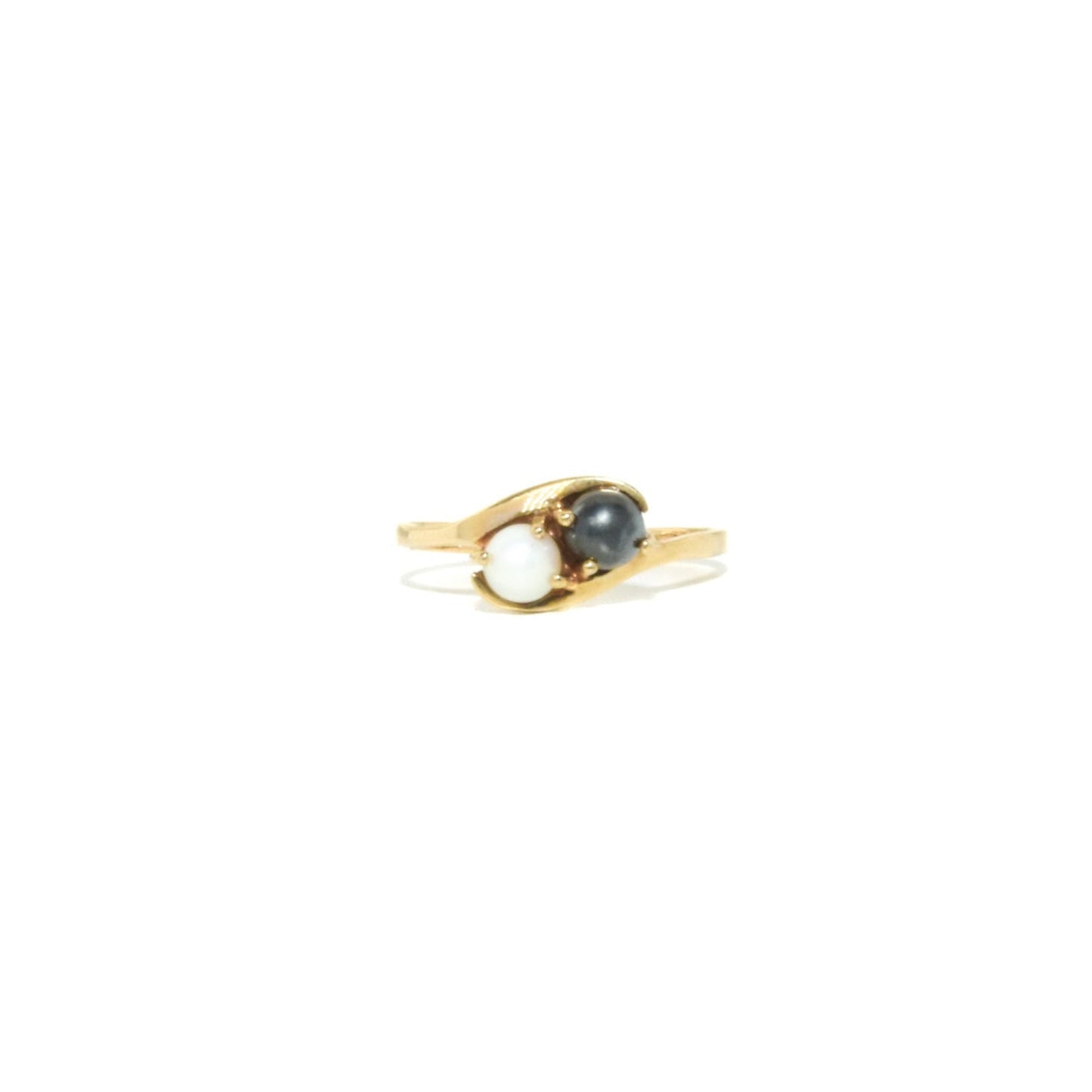 Vintage 10K Gold Ring with White and Tahitian Pearls