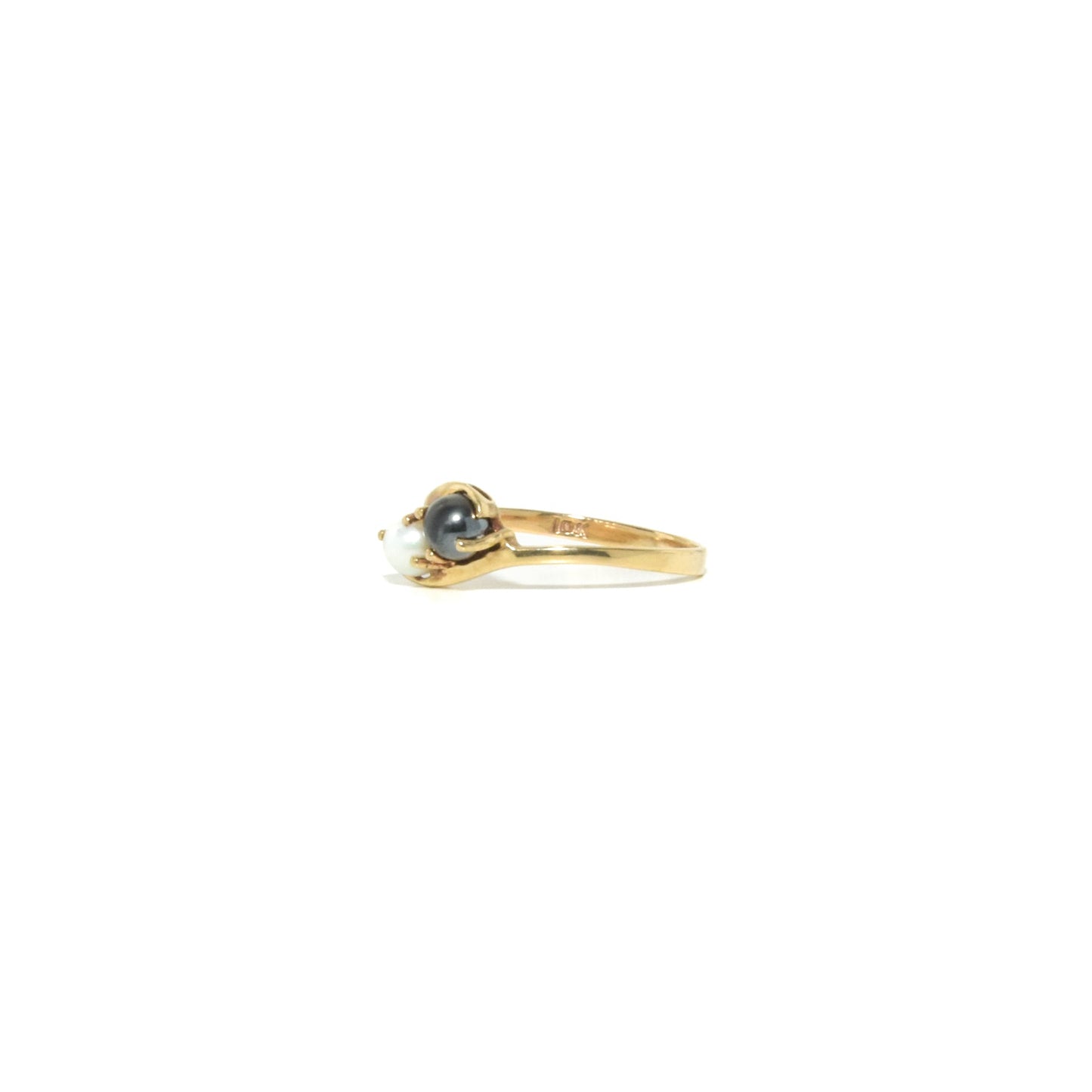 Vintage 10K Gold Ring with White and Tahitian Pearls