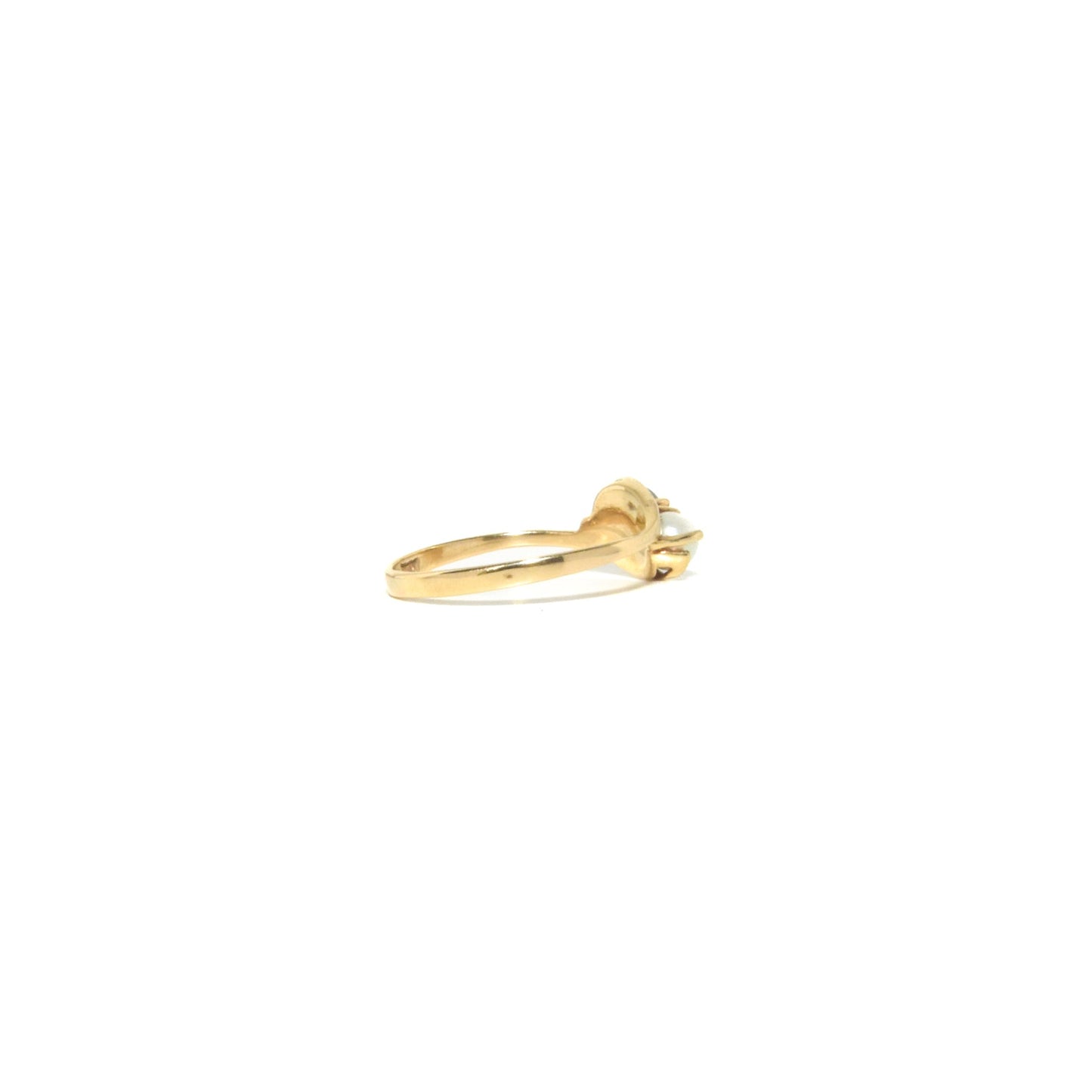 Vintage 10K Gold Ring with White and Tahitian Pearls