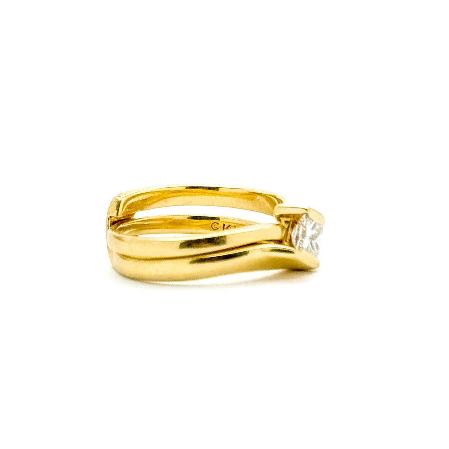 Vintage 14K Puzzle Wedding Diamond Ring Set