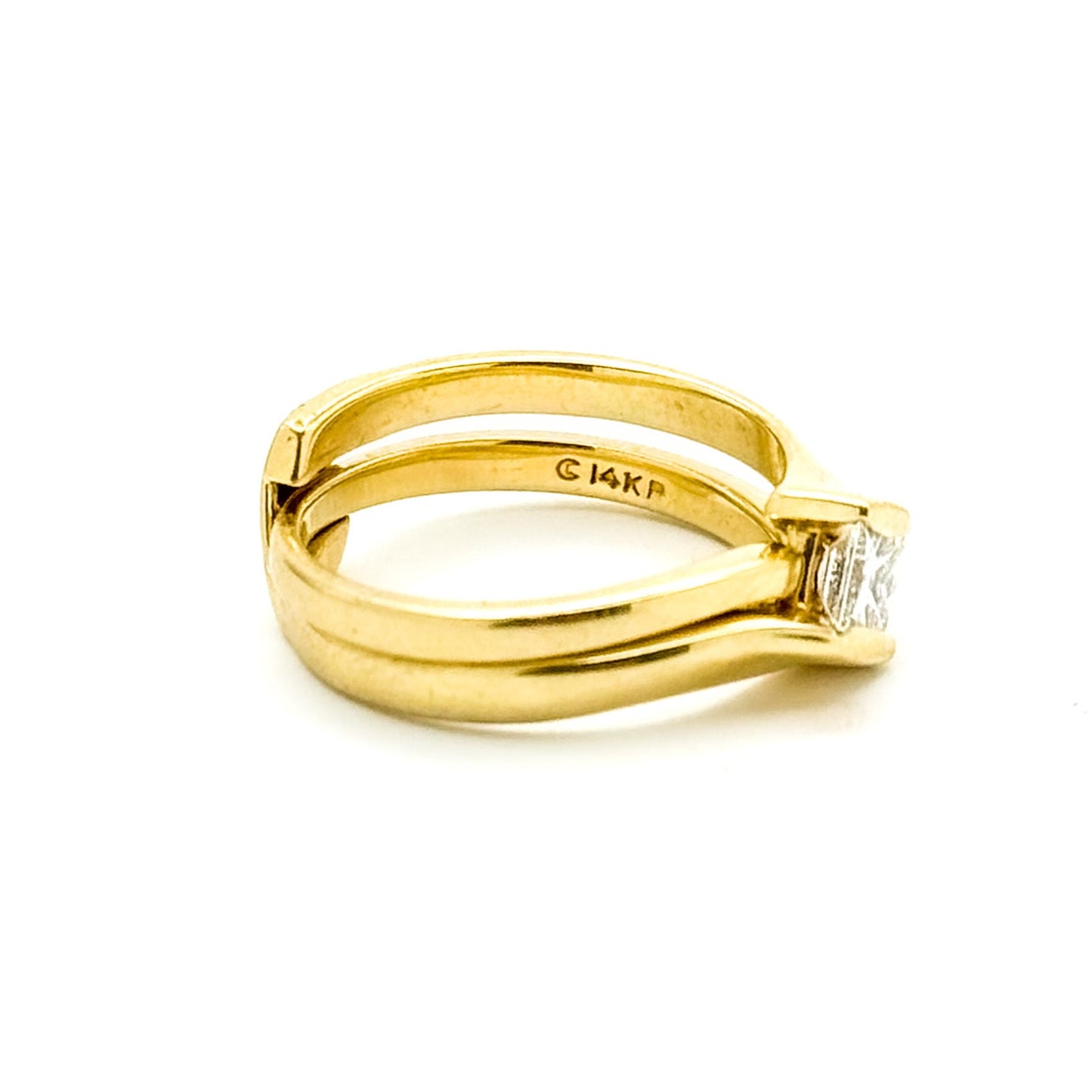 Vintage 14K Puzzle Wedding Diamond Ring Set