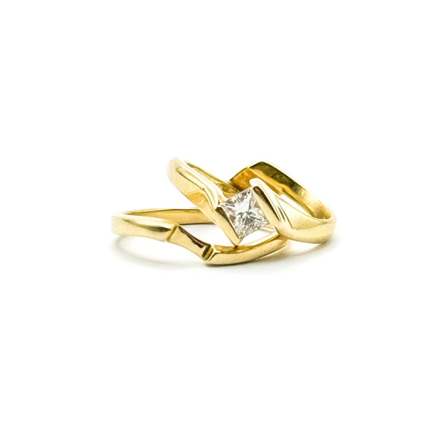 Vintage 14K Puzzle Wedding Diamond Ring Set