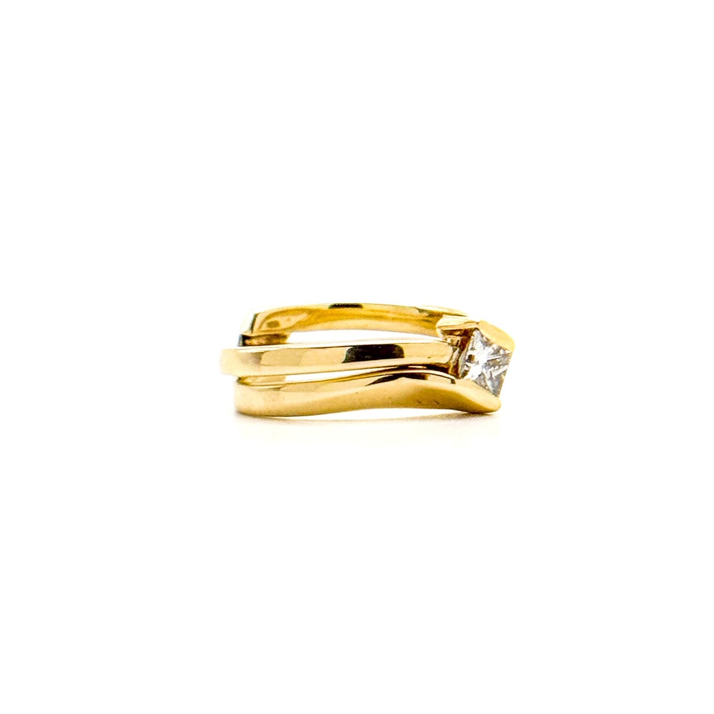 Vintage 14K Puzzle Wedding Diamond Ring Set