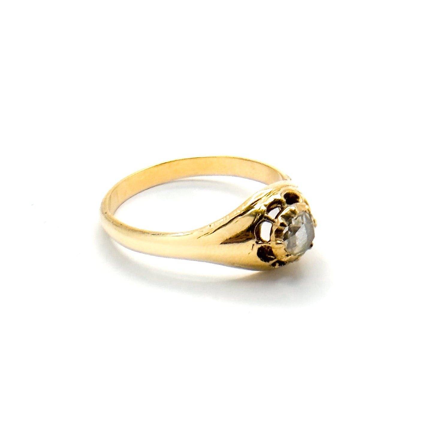 15K Gold Antique Rose Cut Diamond Solitaire Ring