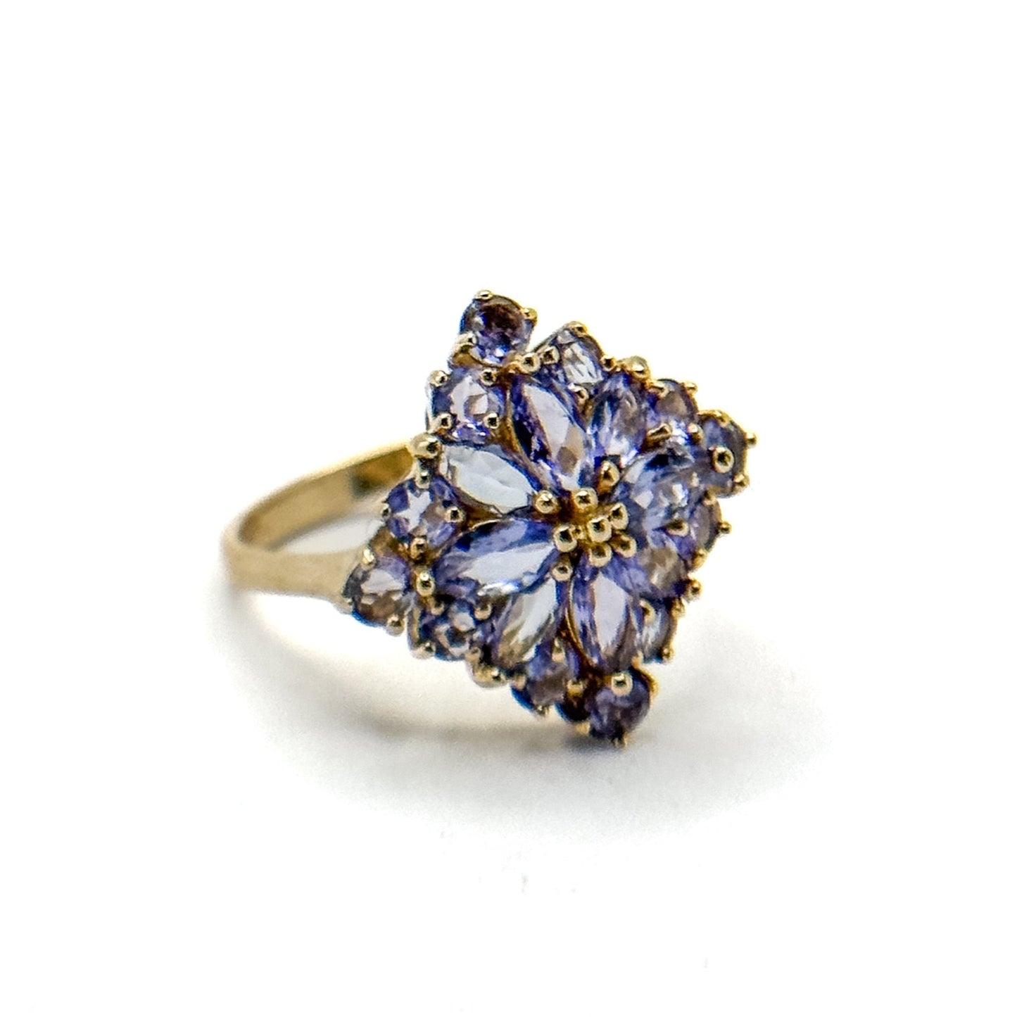 14k Gold Vintage Tanzanite Cluster Ring