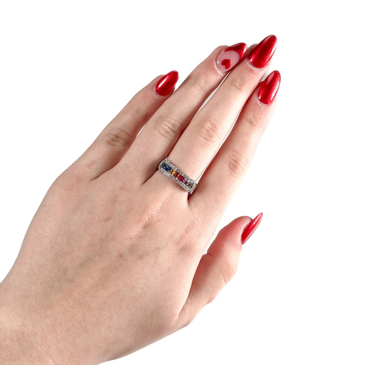 EFFY Sapphire, Ruby & Diamond Ring in 14K White Gold