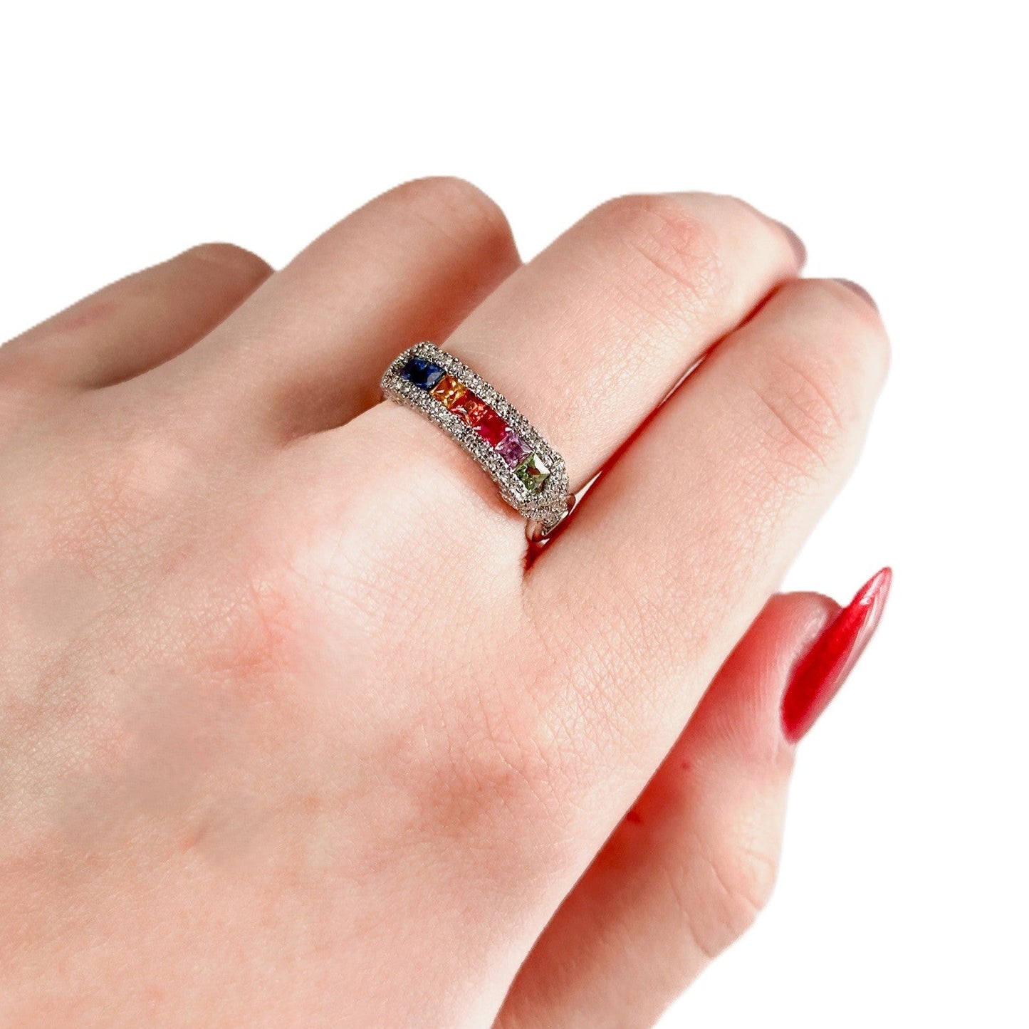 EFFY Sapphire, Ruby & Diamond Ring in 14K White Gold