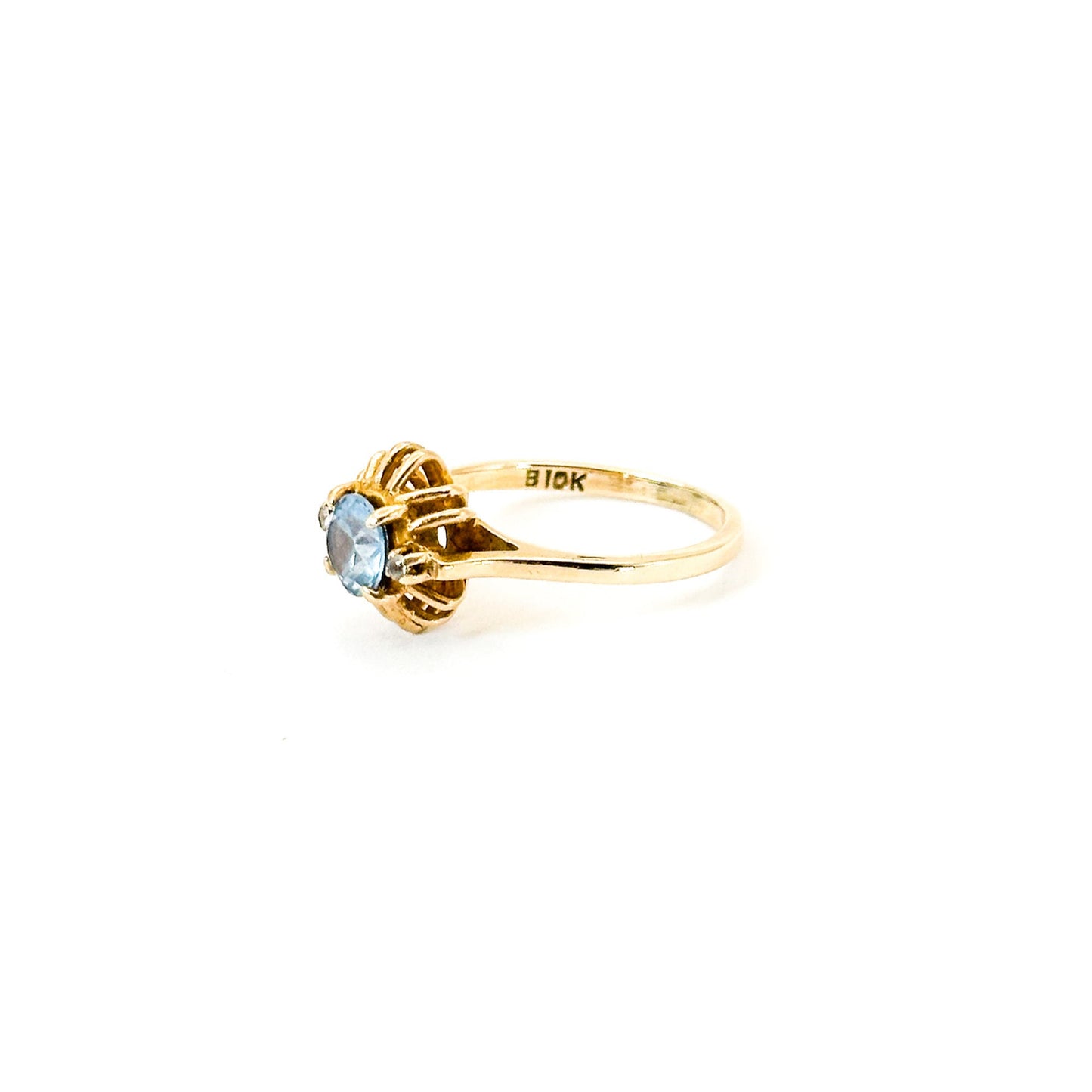 Vintage 10K Spinel Ring with White Topaz Accents