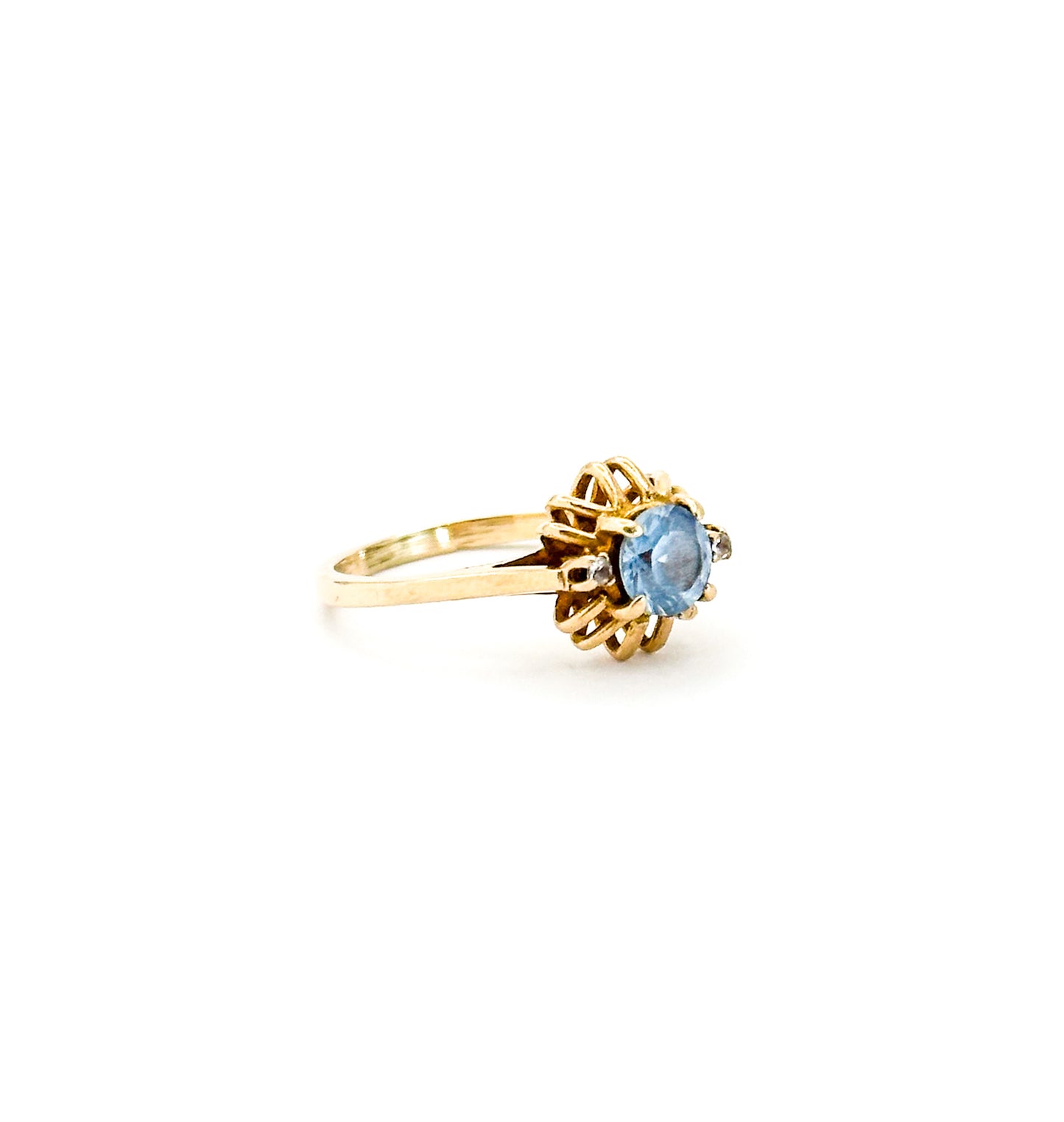 Vintage 10K Spinel Ring with White Topaz Accents