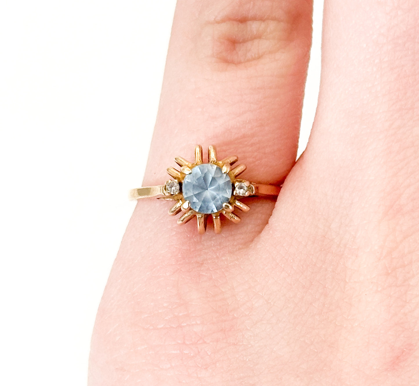 Vintage 10K Spinel Ring with White Topaz Accents