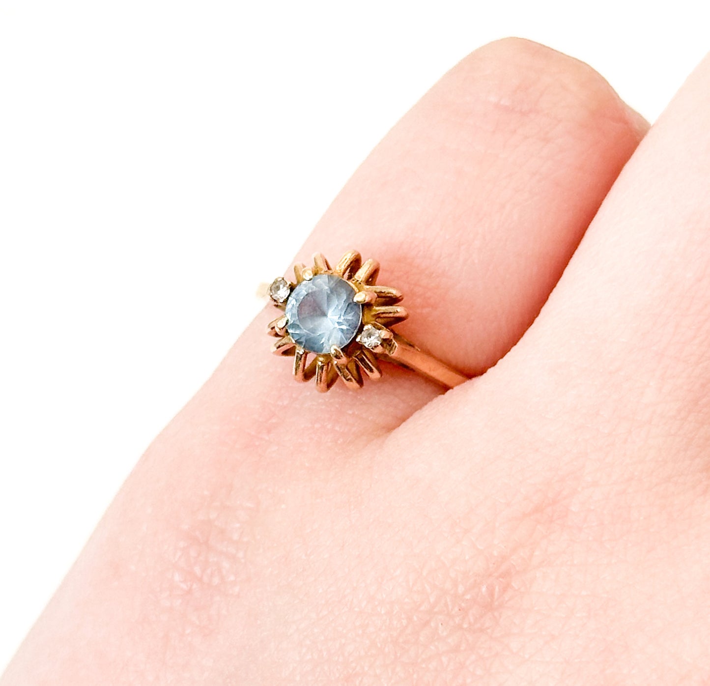 Vintage 10K Spinel Ring with White Topaz Accents