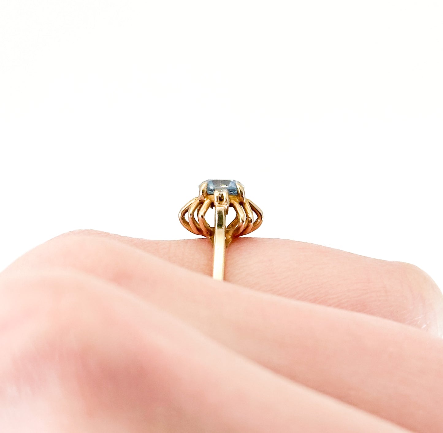 Vintage 10K Spinel Ring with White Topaz Accents