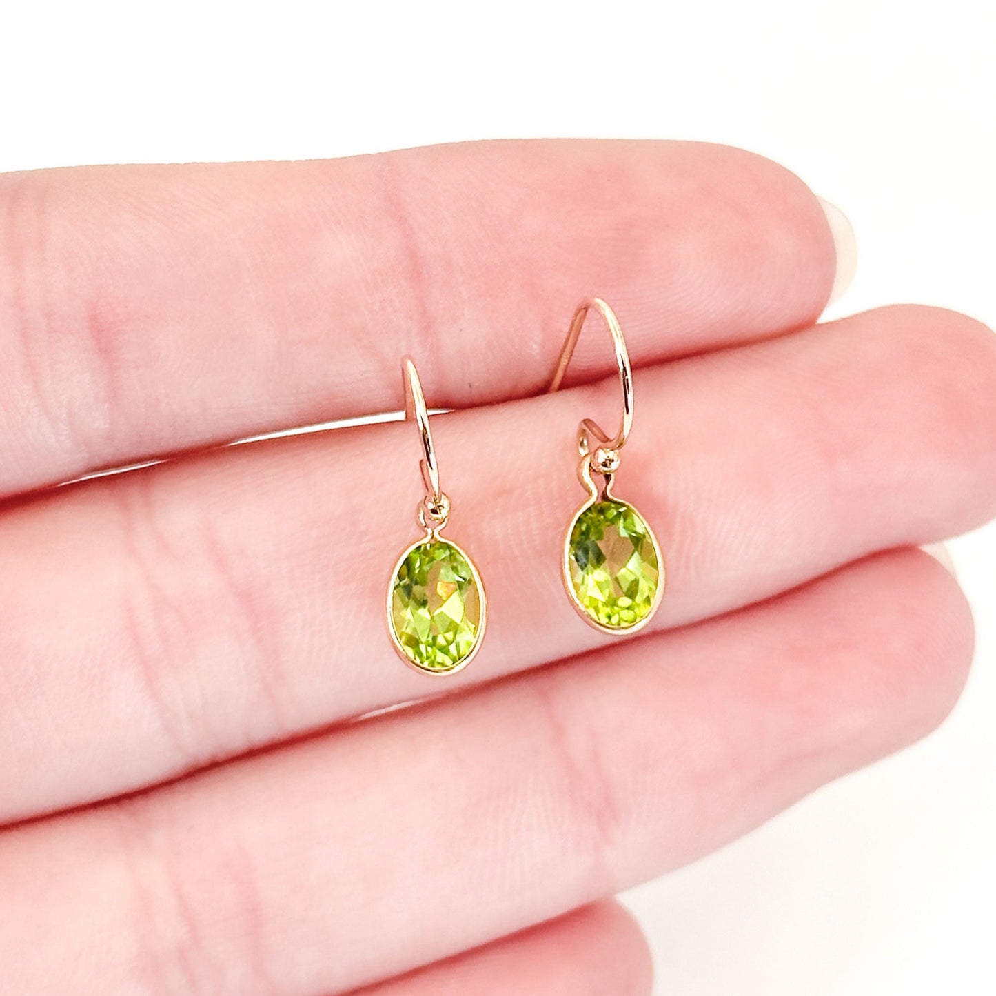 14K Peridot French Wire Hook Earrings