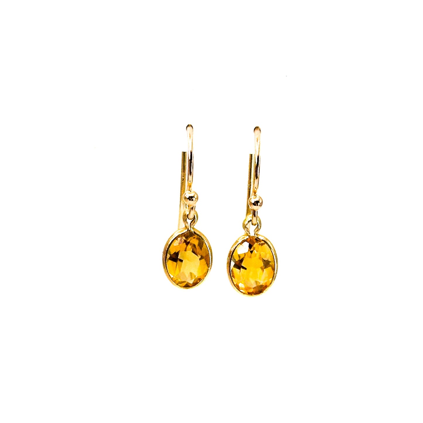 14K Citrine French Wire Hook Earrings