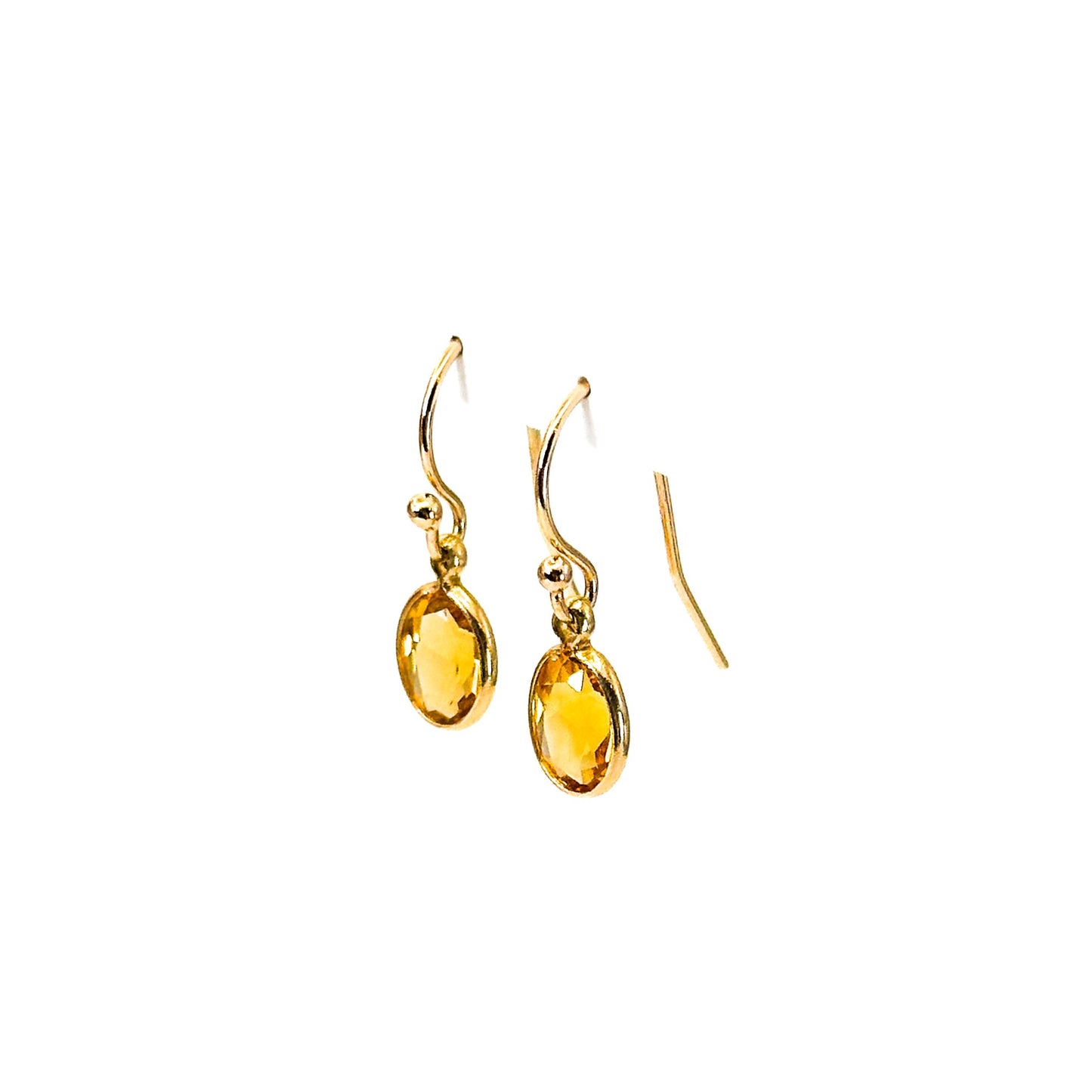 14K Citrine French Wire Hook Earrings