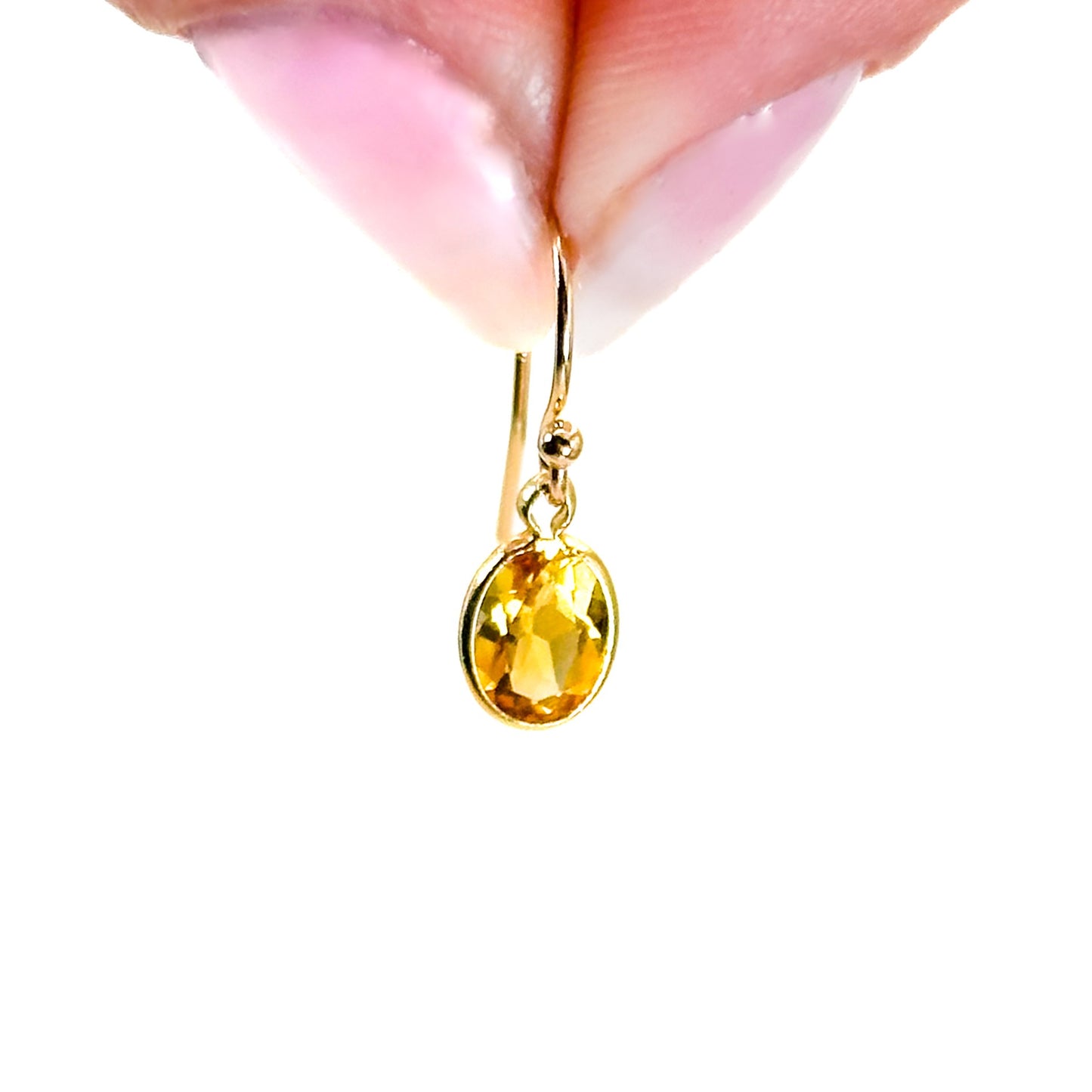 14K Citrine French Wire Hook Earrings