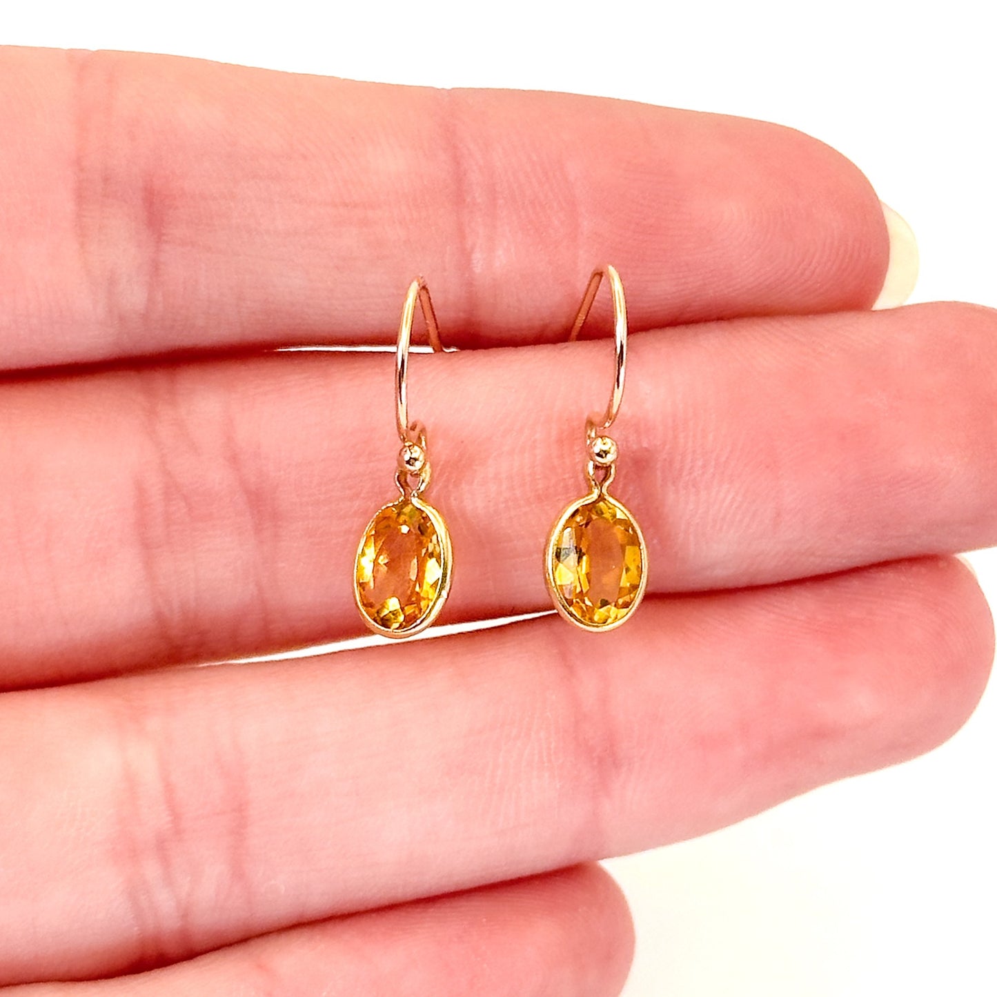 14K Citrine French Wire Hook Earrings
