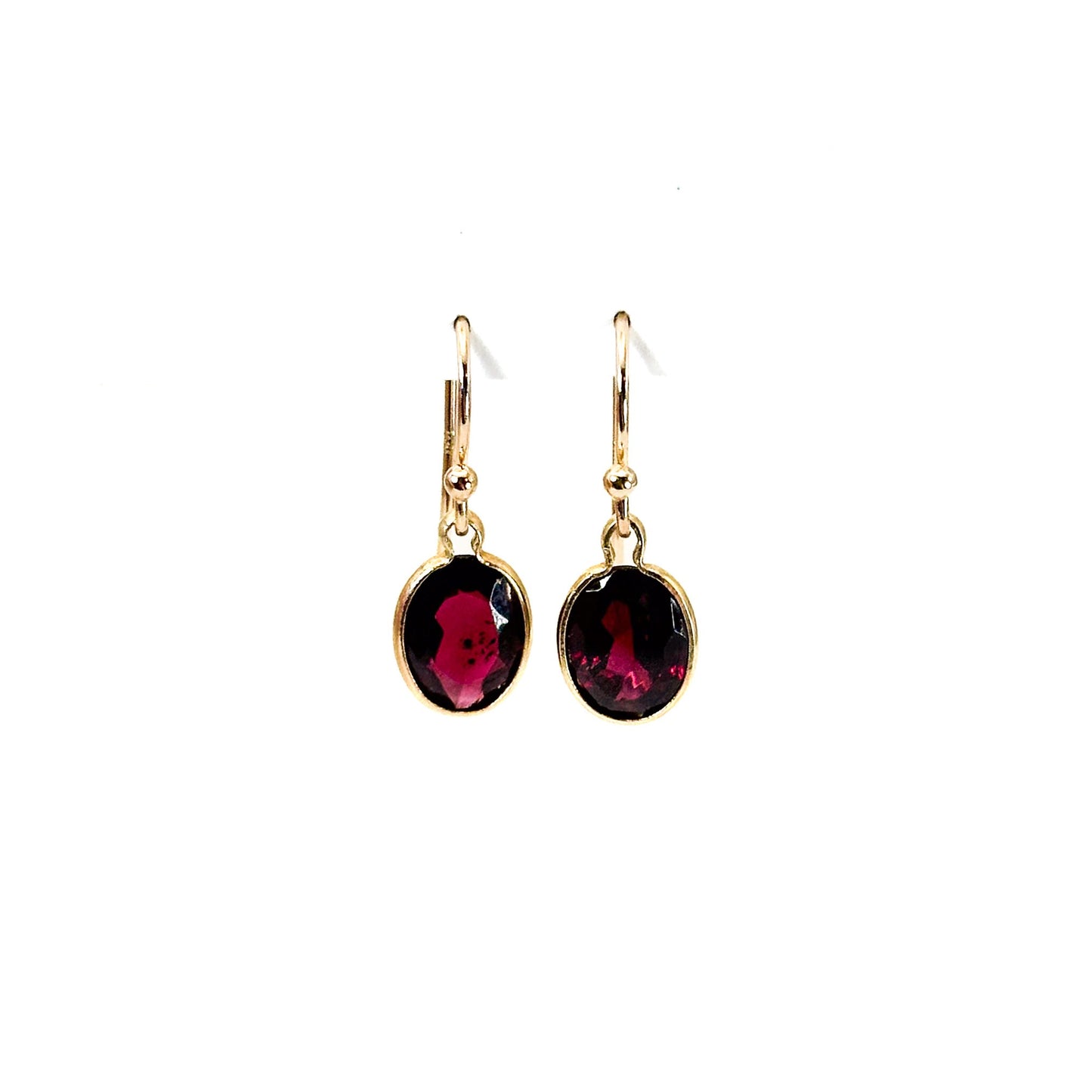 14K Rhodolite Garnet French Wire Hook Earrings