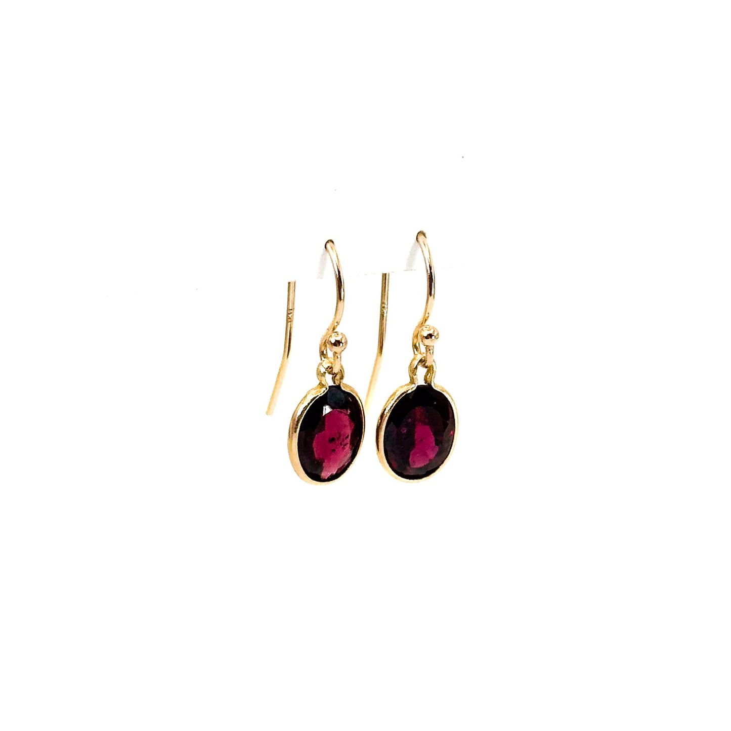 14K Rhodolite Garnet French Wire Hook Earrings